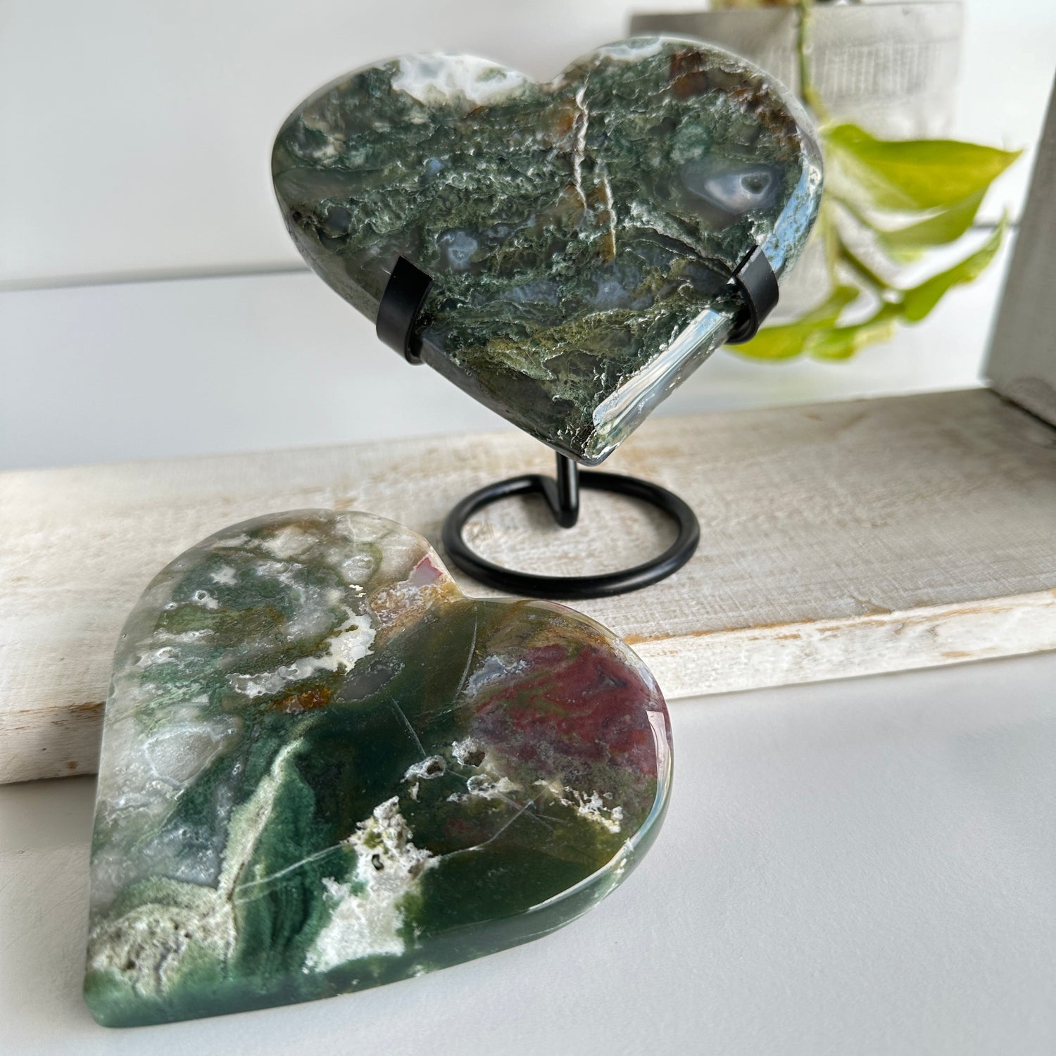 Moss Agate Heart Large