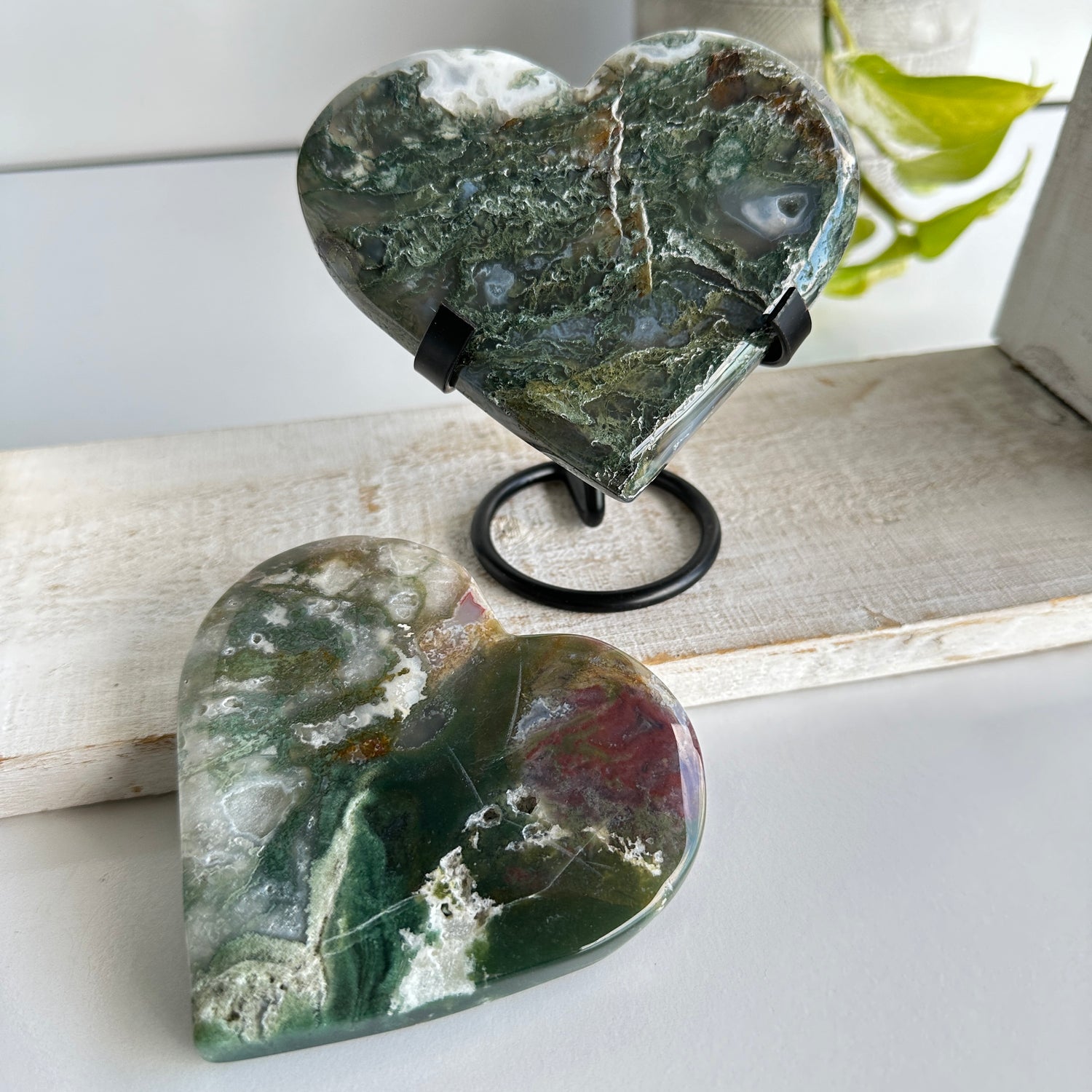 Moss Agate Heart Large