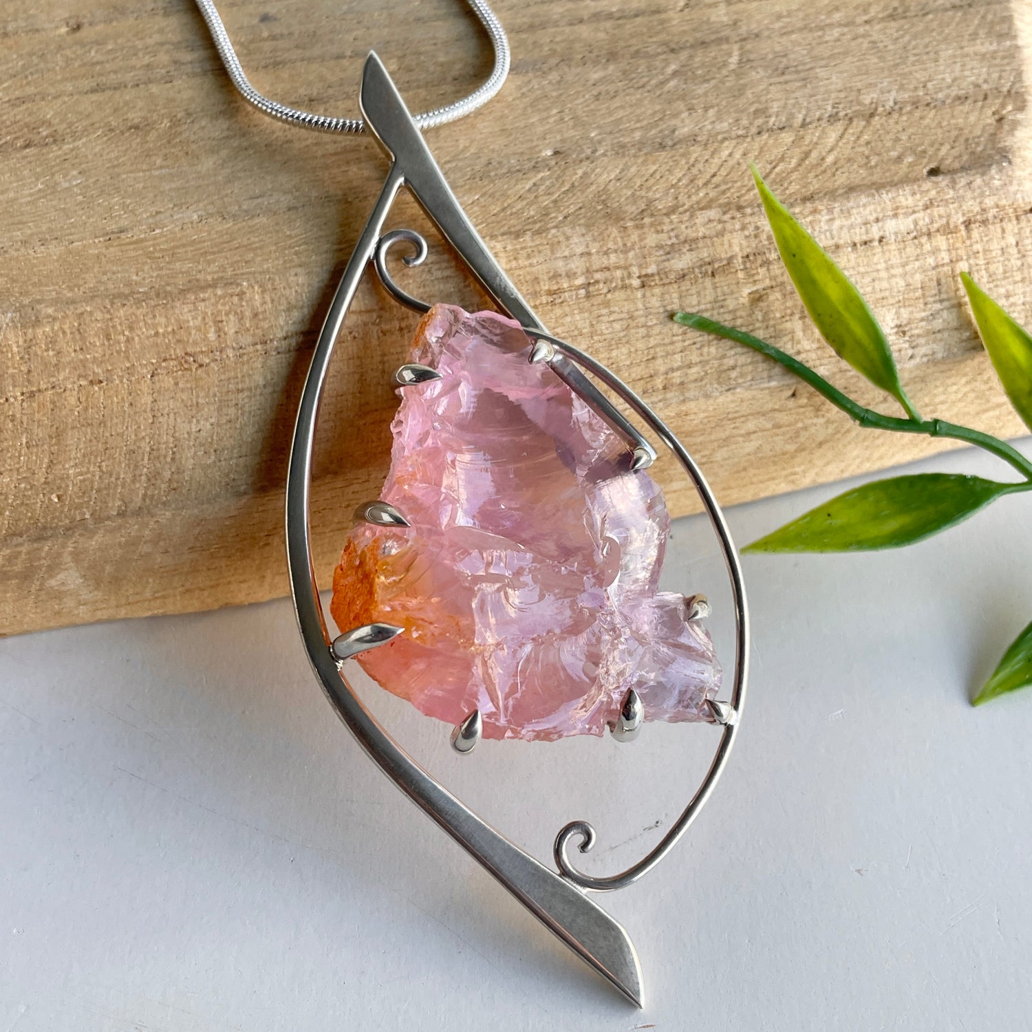Rose Quartz Raw Pendant