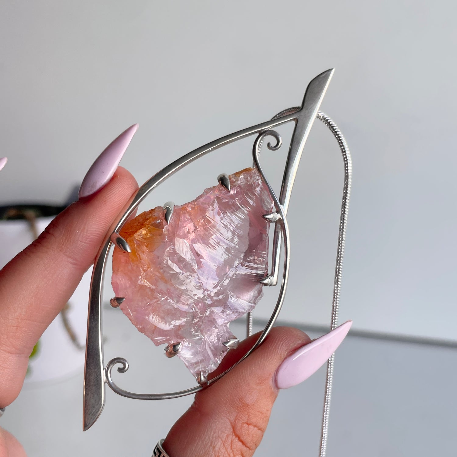 Rose Quartz Raw Pendant