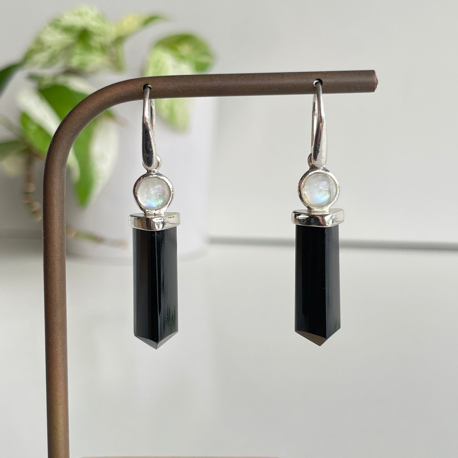 Black Tourmaline Point Earrings