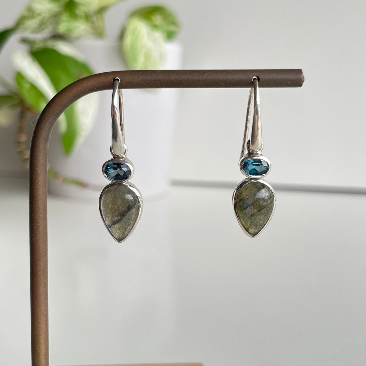 Labradorite London Blue Topaz Earrings