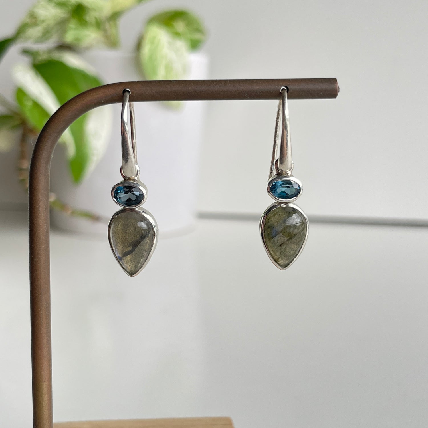 Labradorite London Blue Topaz Earrings