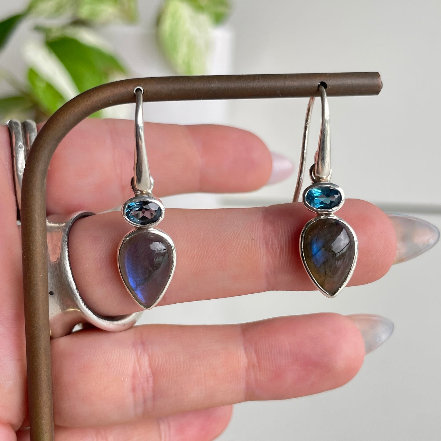 Labradorite London Blue Topaz Earrings