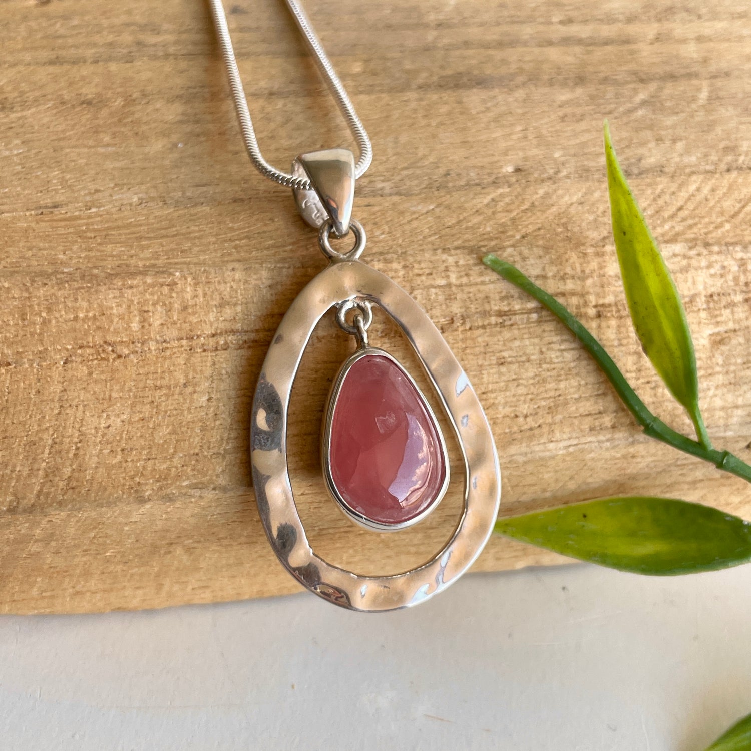 Rhodochrosite Teardrop Pendant