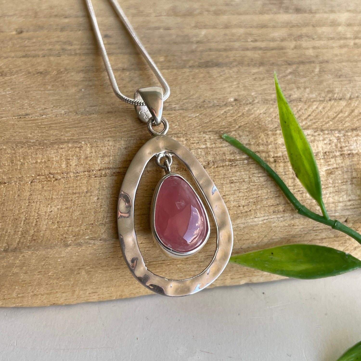 Rhodochrosite Teardrop Pendant