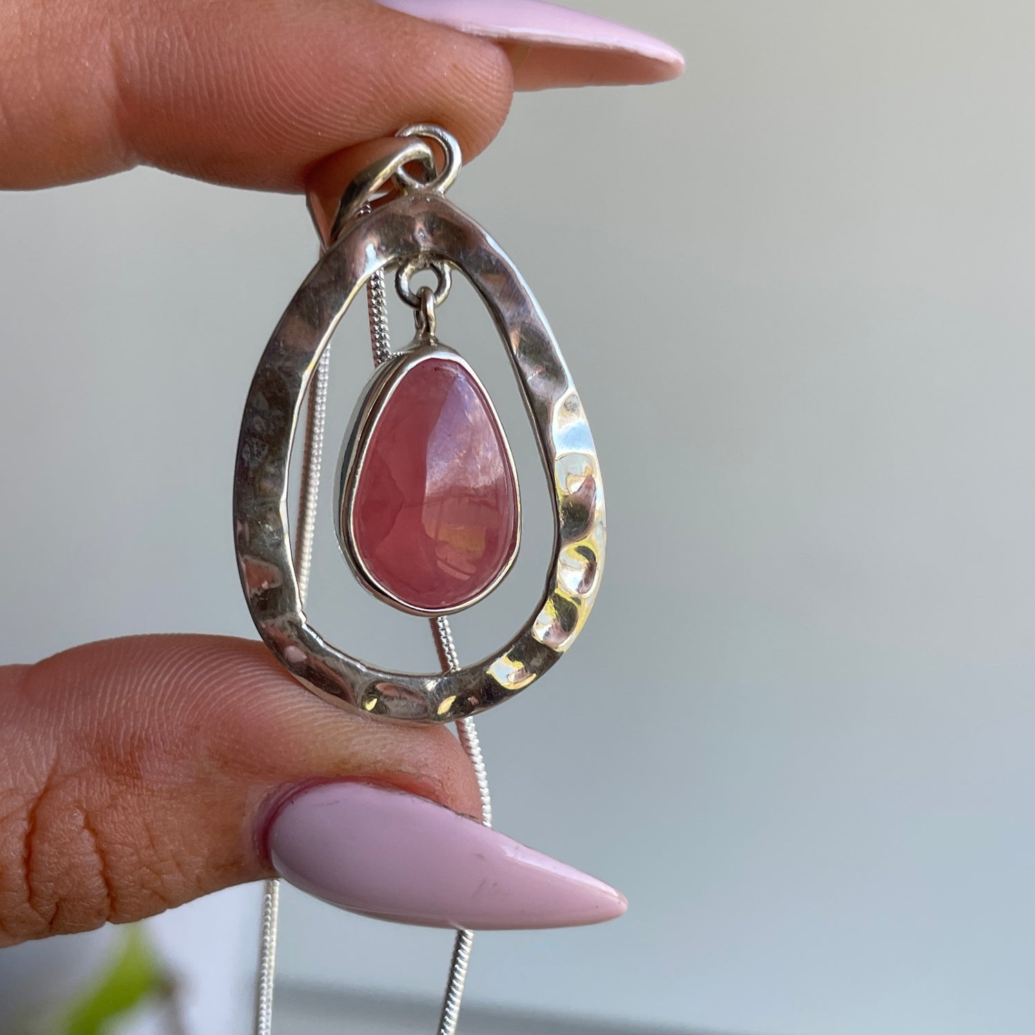 Rhodochrosite Teardrop Pendant