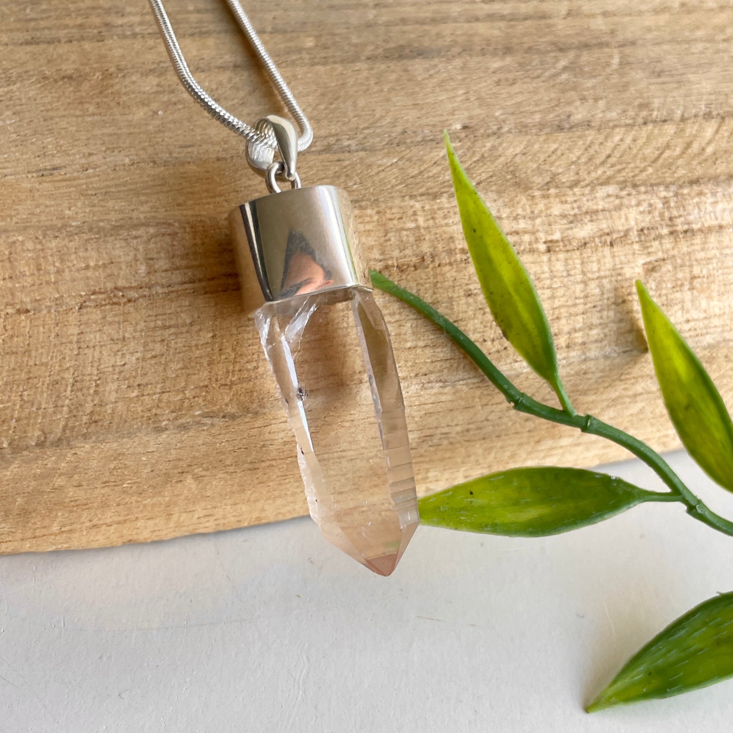Pink Lemurian Quartz Pendant