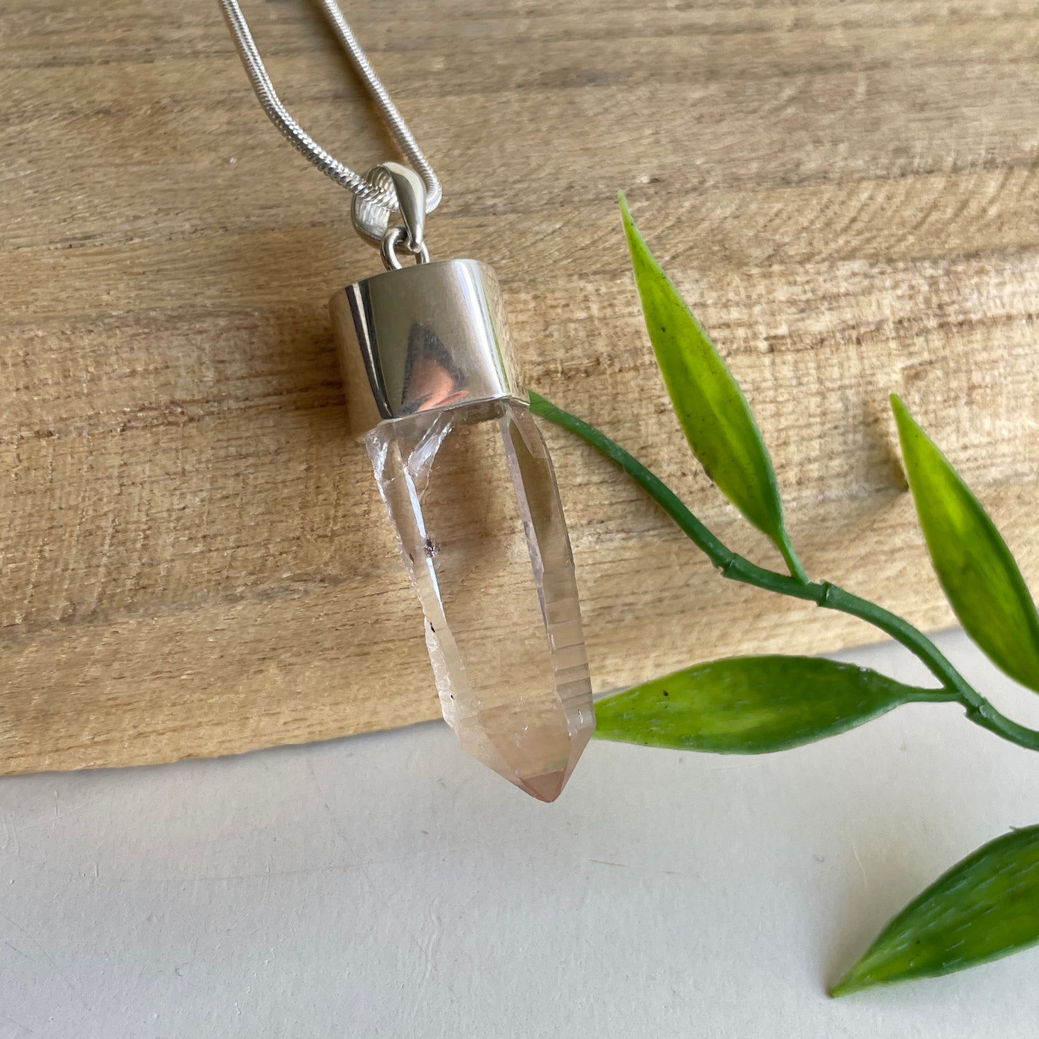 Pink Lemurian Quartz Pendant