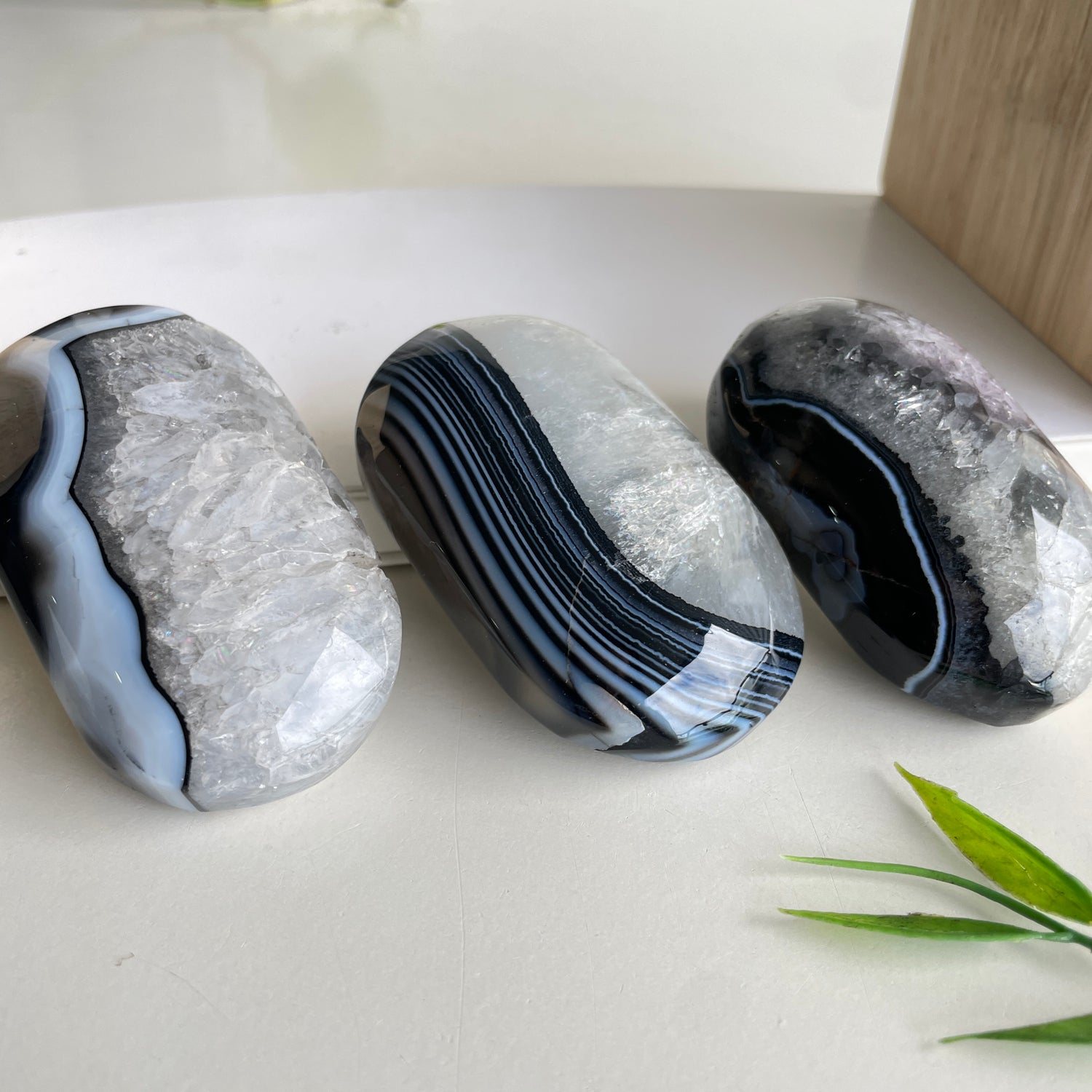 Black Agate Palmstone Med