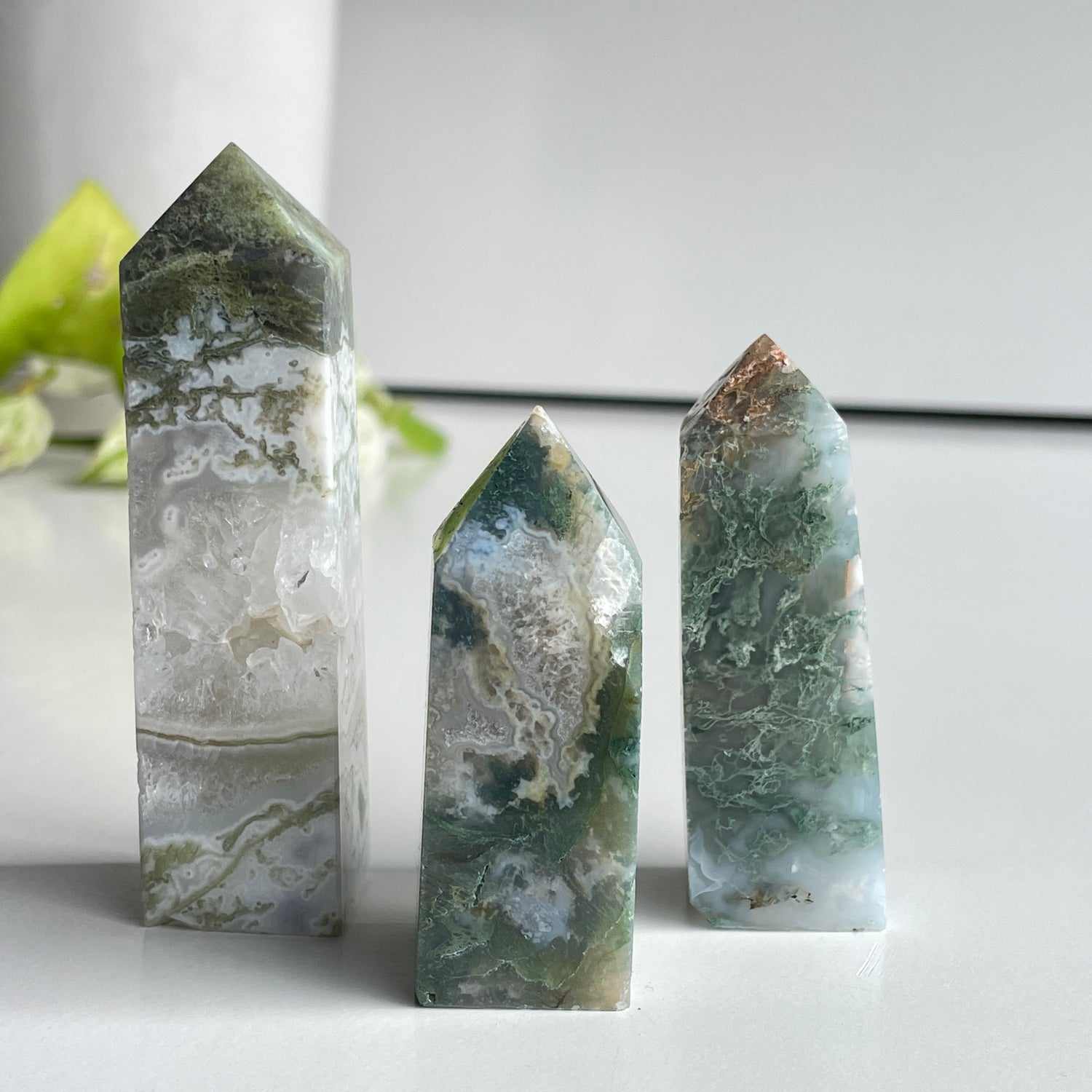 Moss Agate Obelisk Sml Assorted