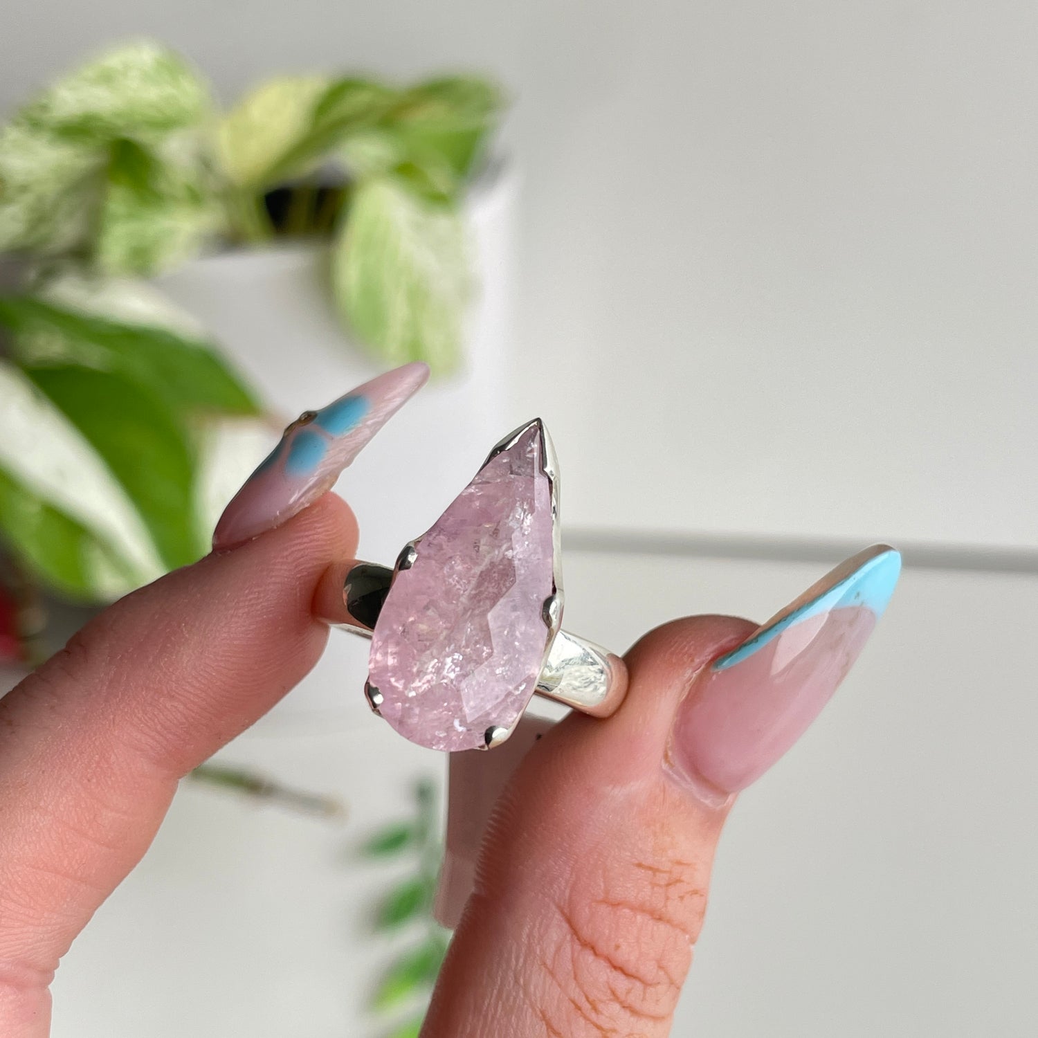 Morganite Teardrop Ring Sz10