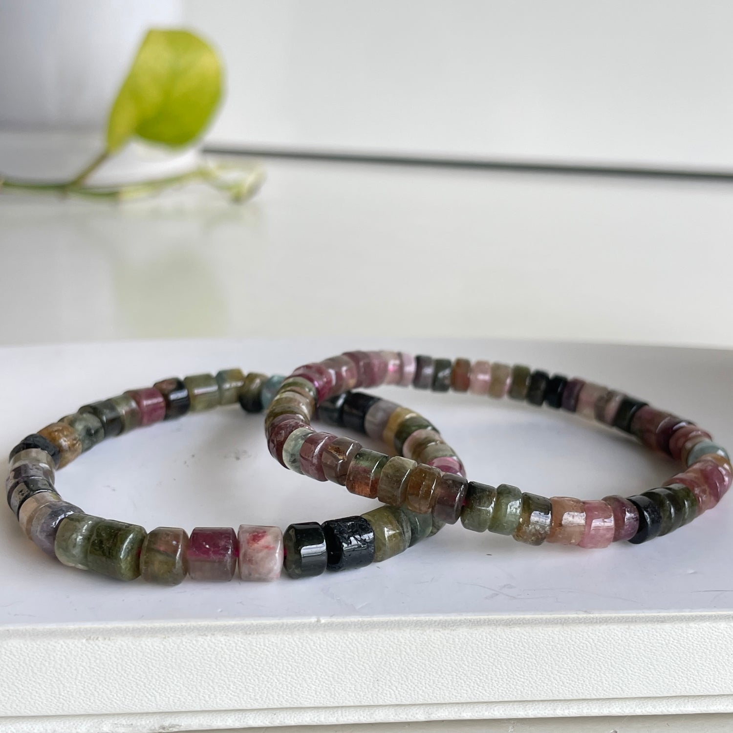 Mixed Tourmaline Flat Beaded Bracelet