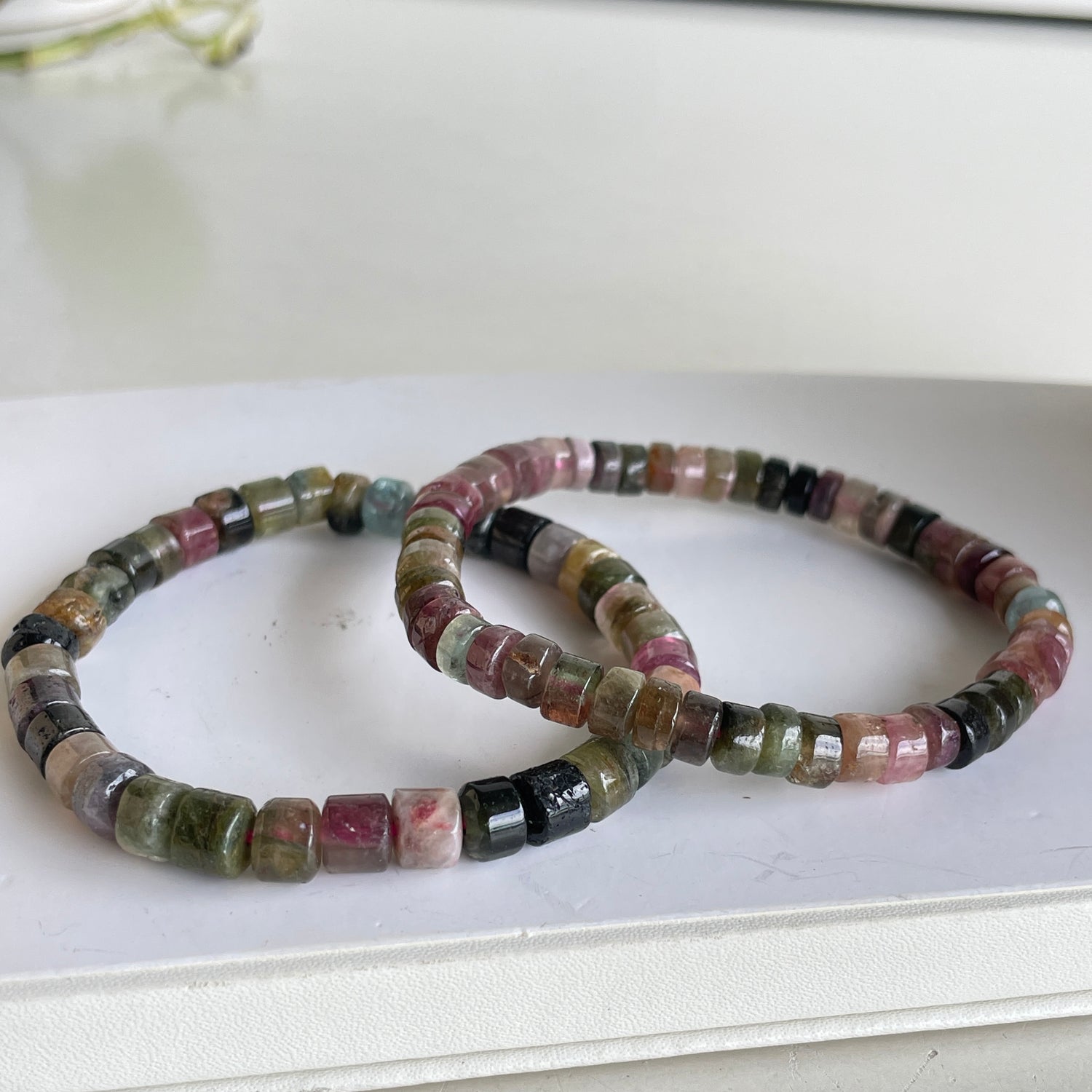 Mixed Tourmaline Flat Beaded Bracelet