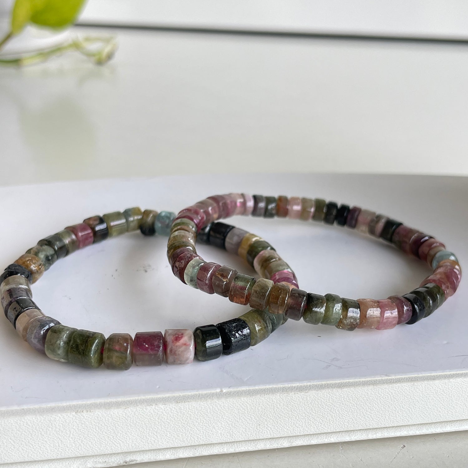 Mixed Tourmaline Flat Beaded Bracelet