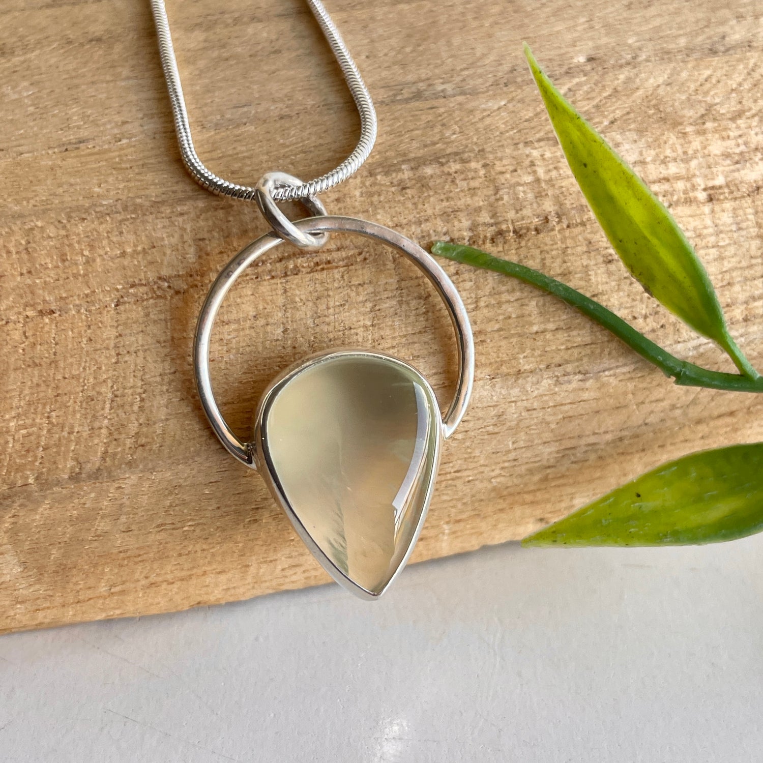 Prehnite Teardrop Pendant