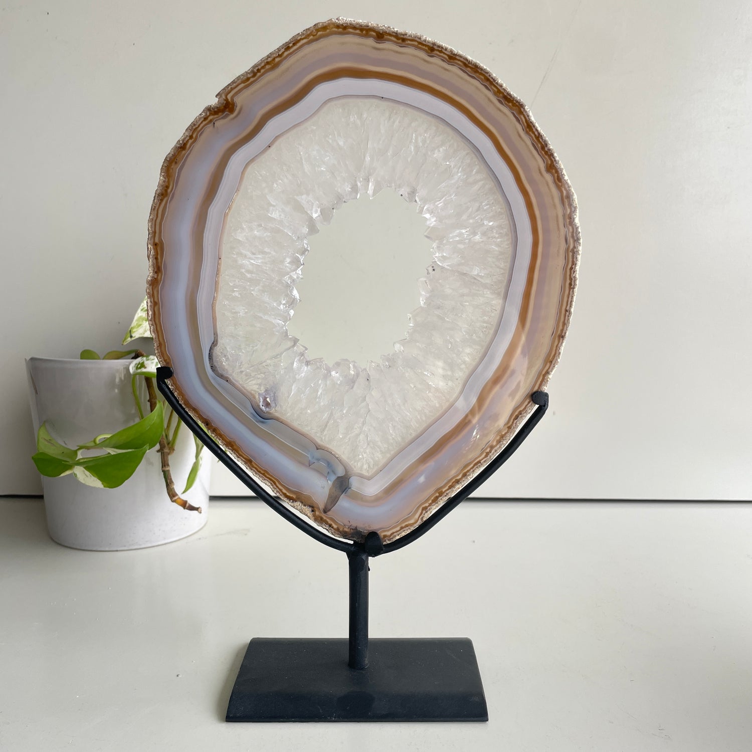 Iris Agate Portal Slice In Stand