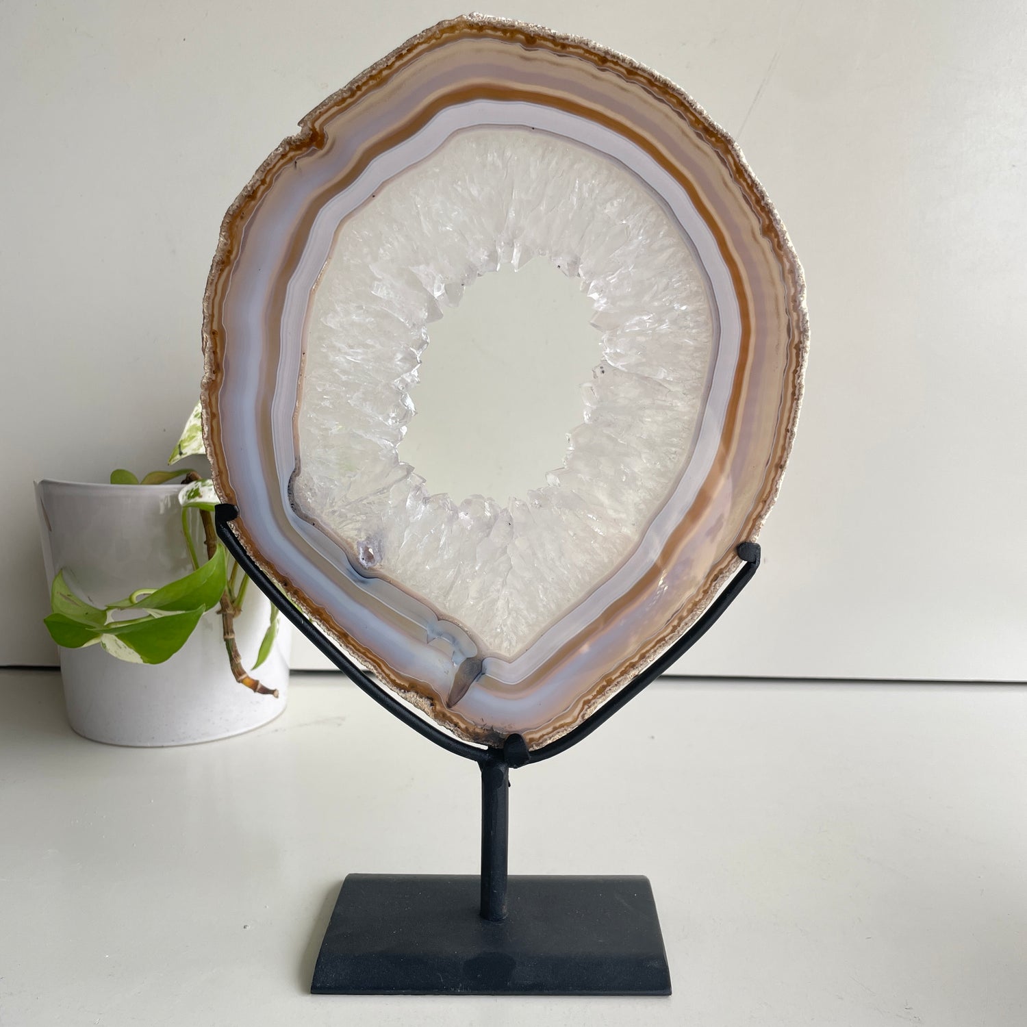Iris Agate Portal Slice In Stand