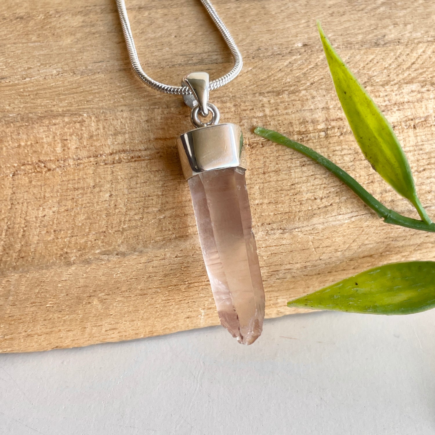 Pink Lemurian Quartz Pendant