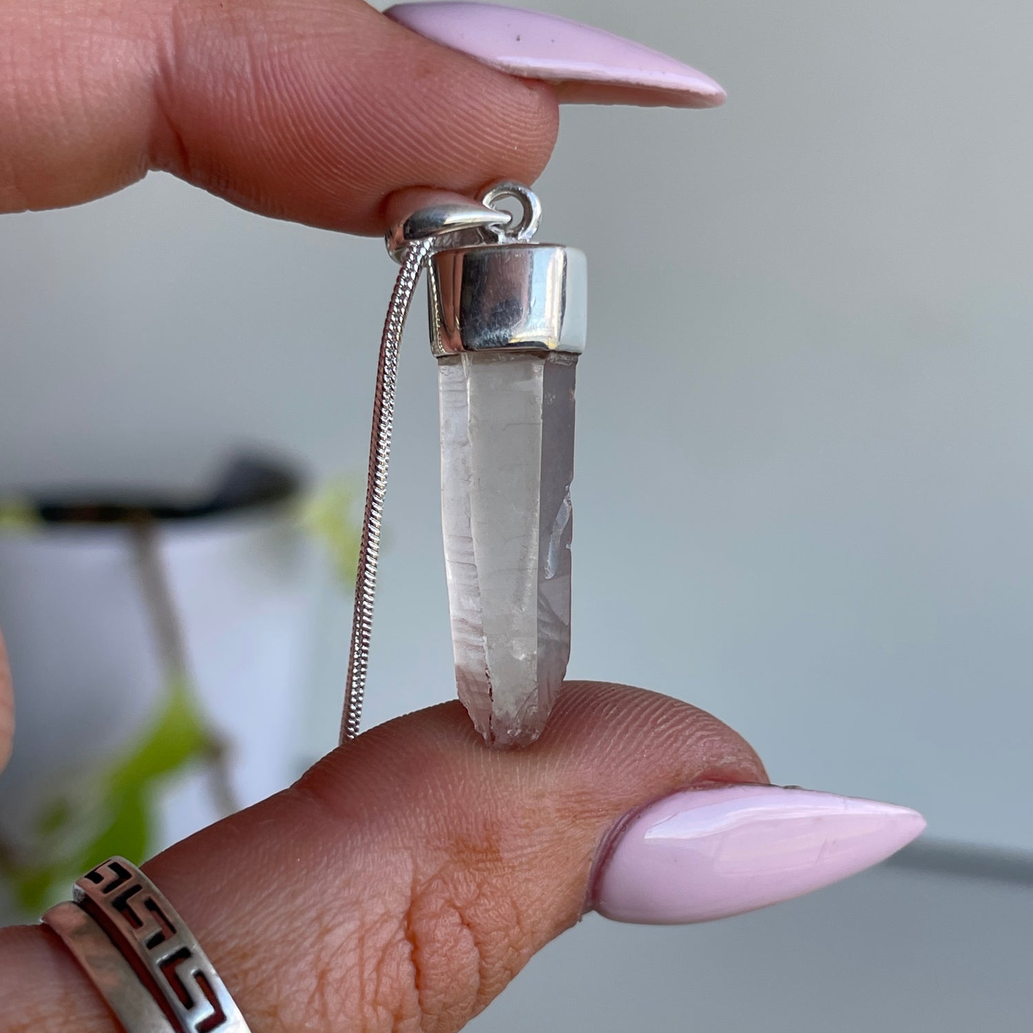 Pink Lemurian Quartz Pendant