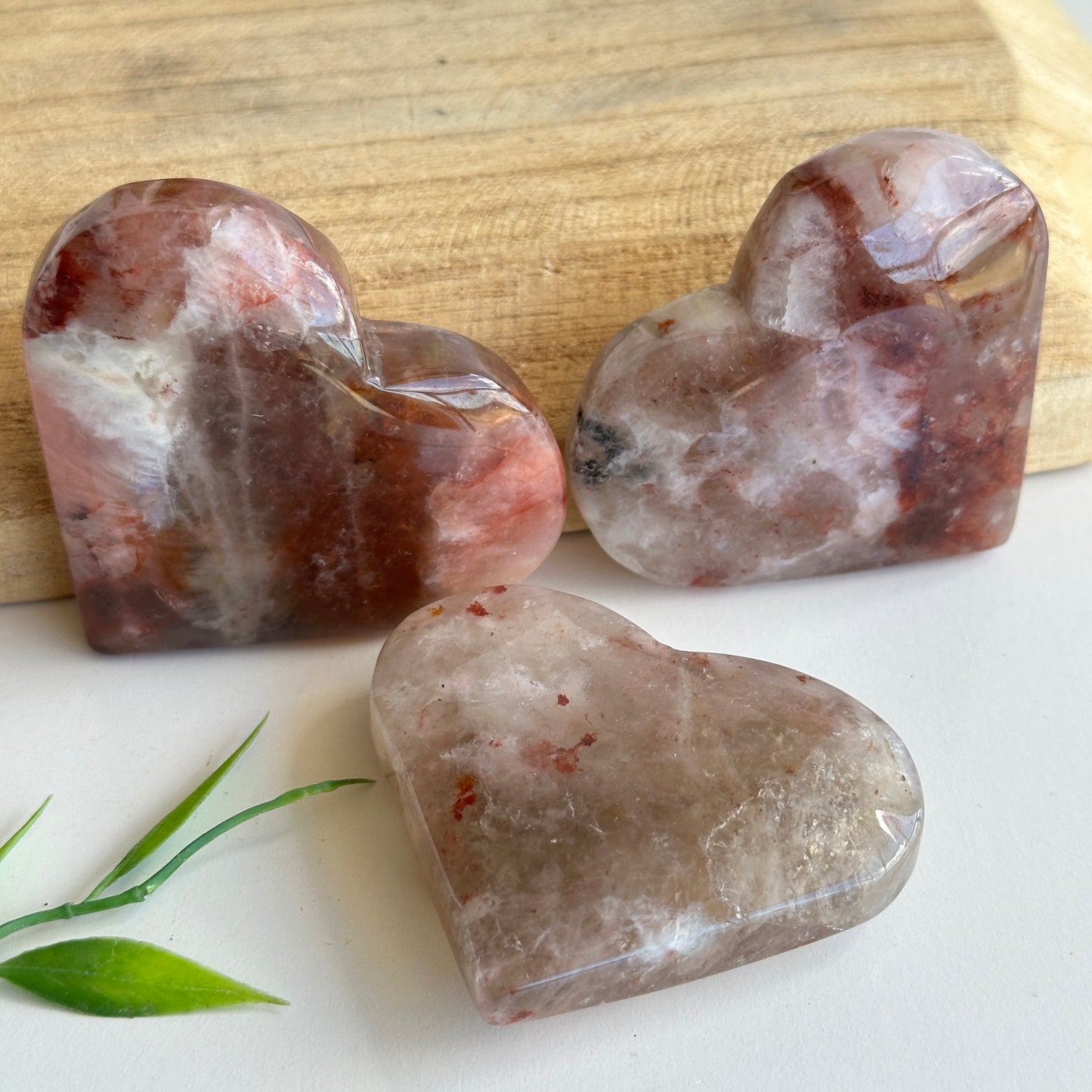Fire Quartz & Moonstone Heart Lge