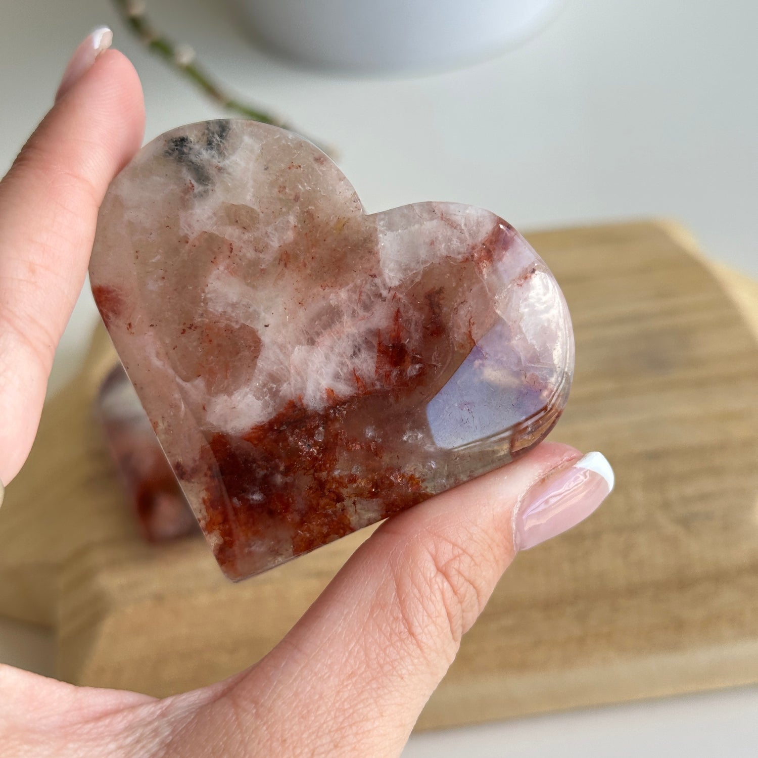 Fire Quartz & Moonstone Heart Lge