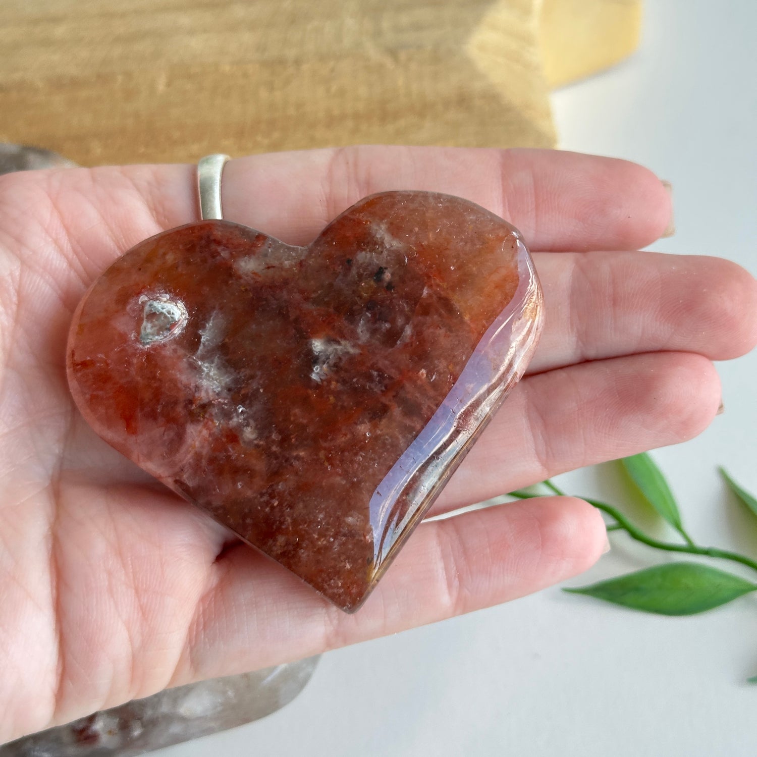 Fire Quartz & Moonstone Heart Med