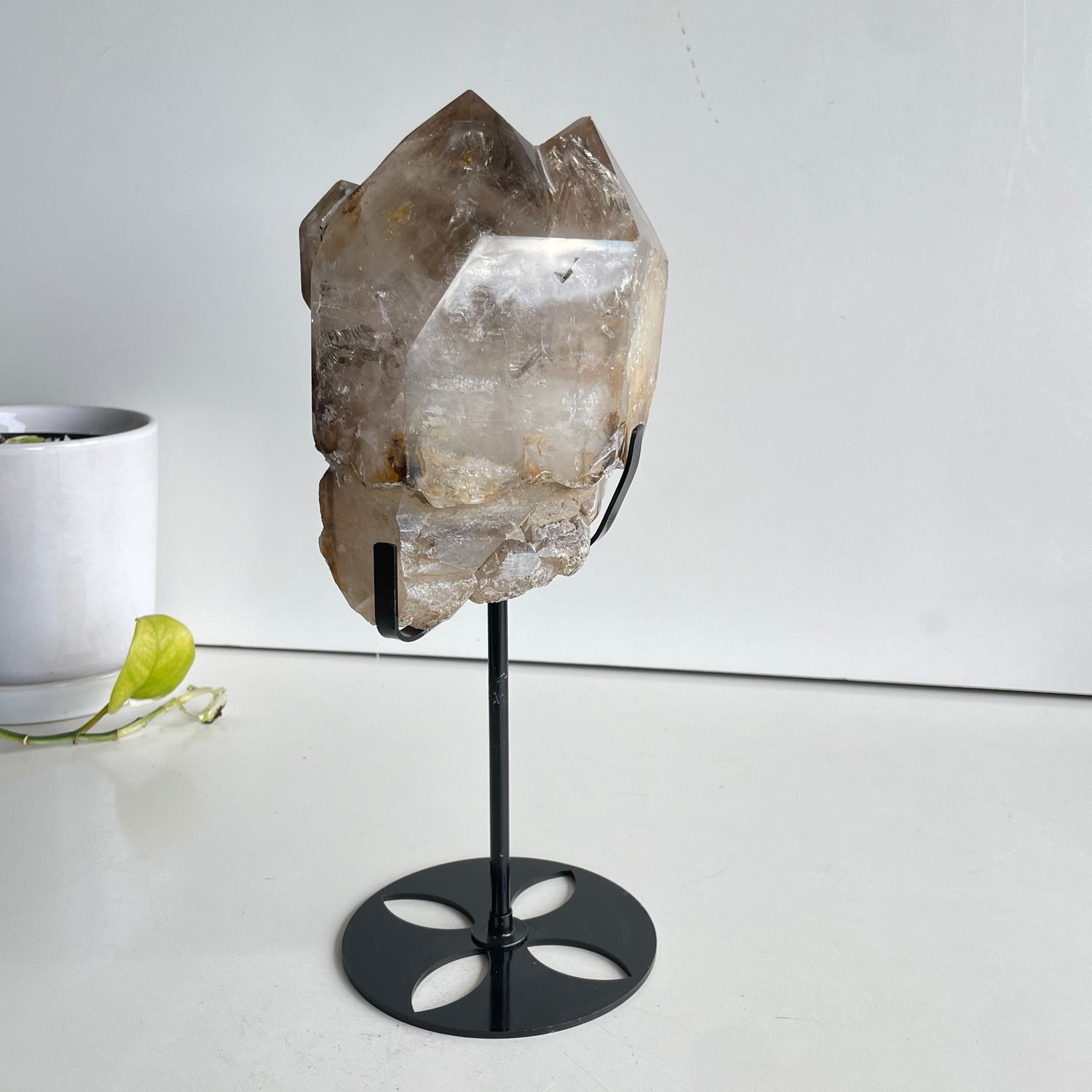 Smoky Quartz Elestial Point In Stand 17cm