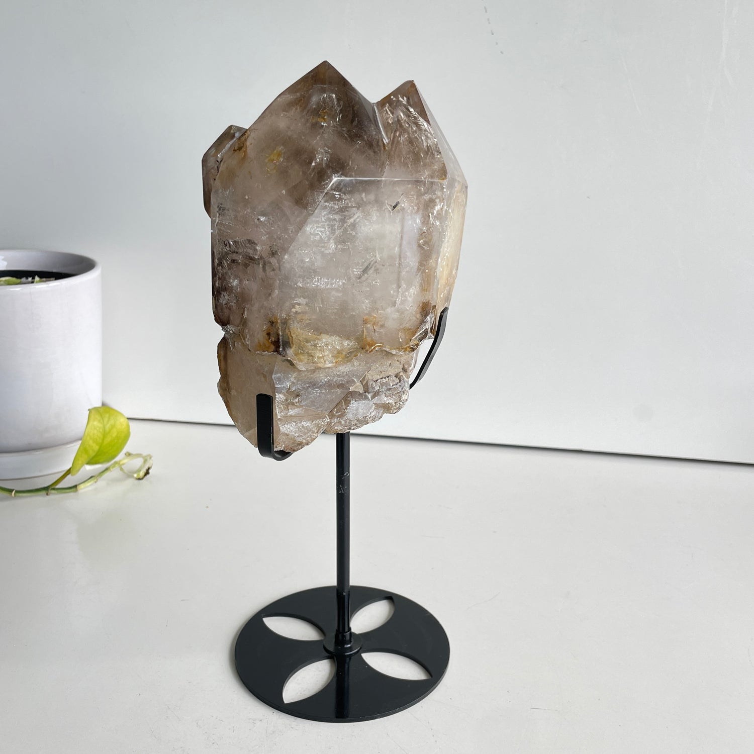 Smoky Quartz Elestial Point In Stand 17cm