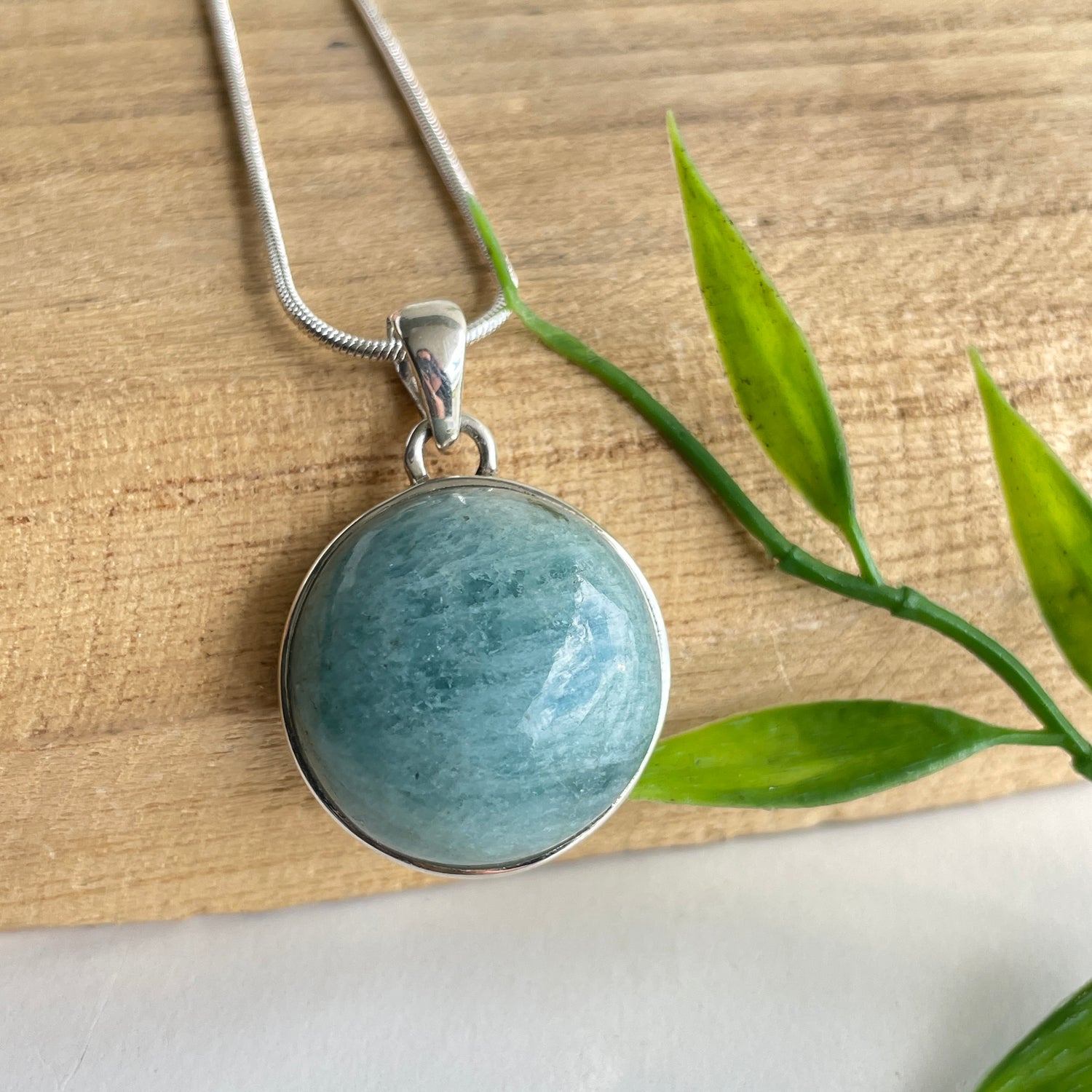 Aquamarine Round Pendant