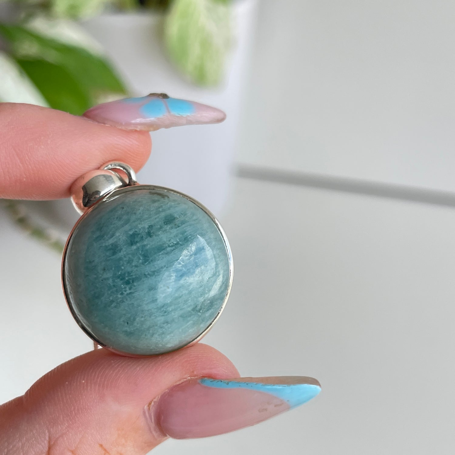 Aquamarine Round Pendant