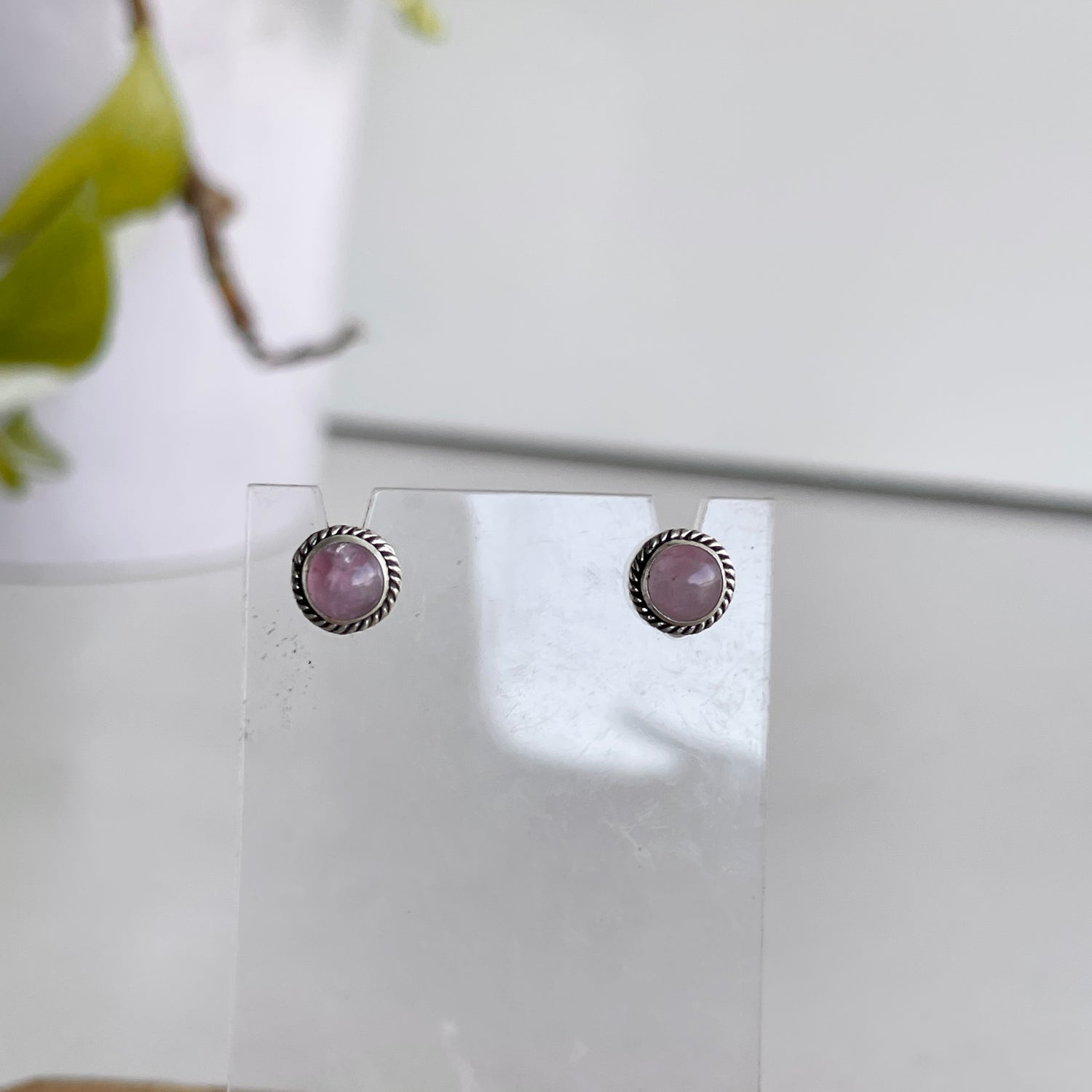 Rose Quartz Round Stud Earrings