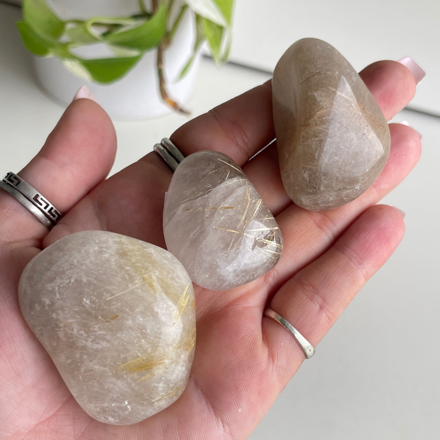 Rutilated Quartz Tumbled Lge