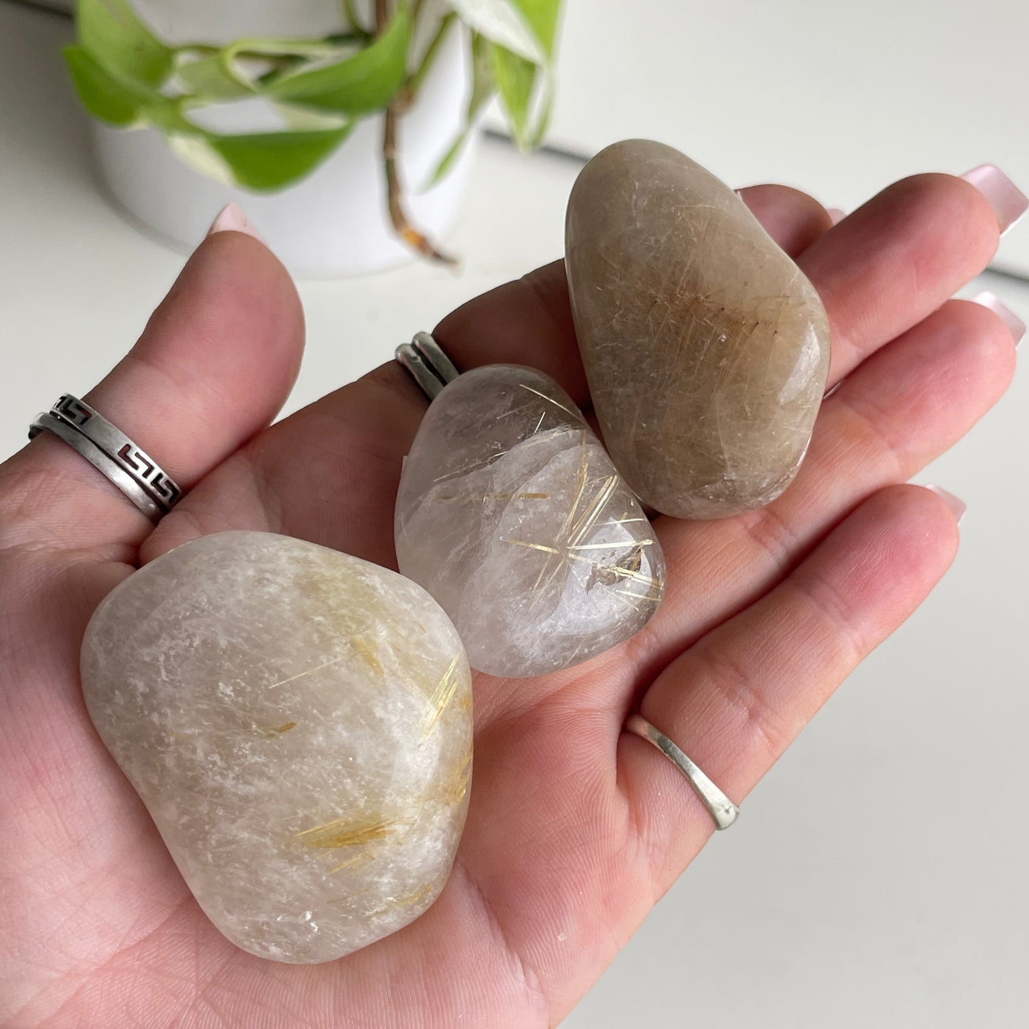 Rutilated Quartz Tumbled Lge