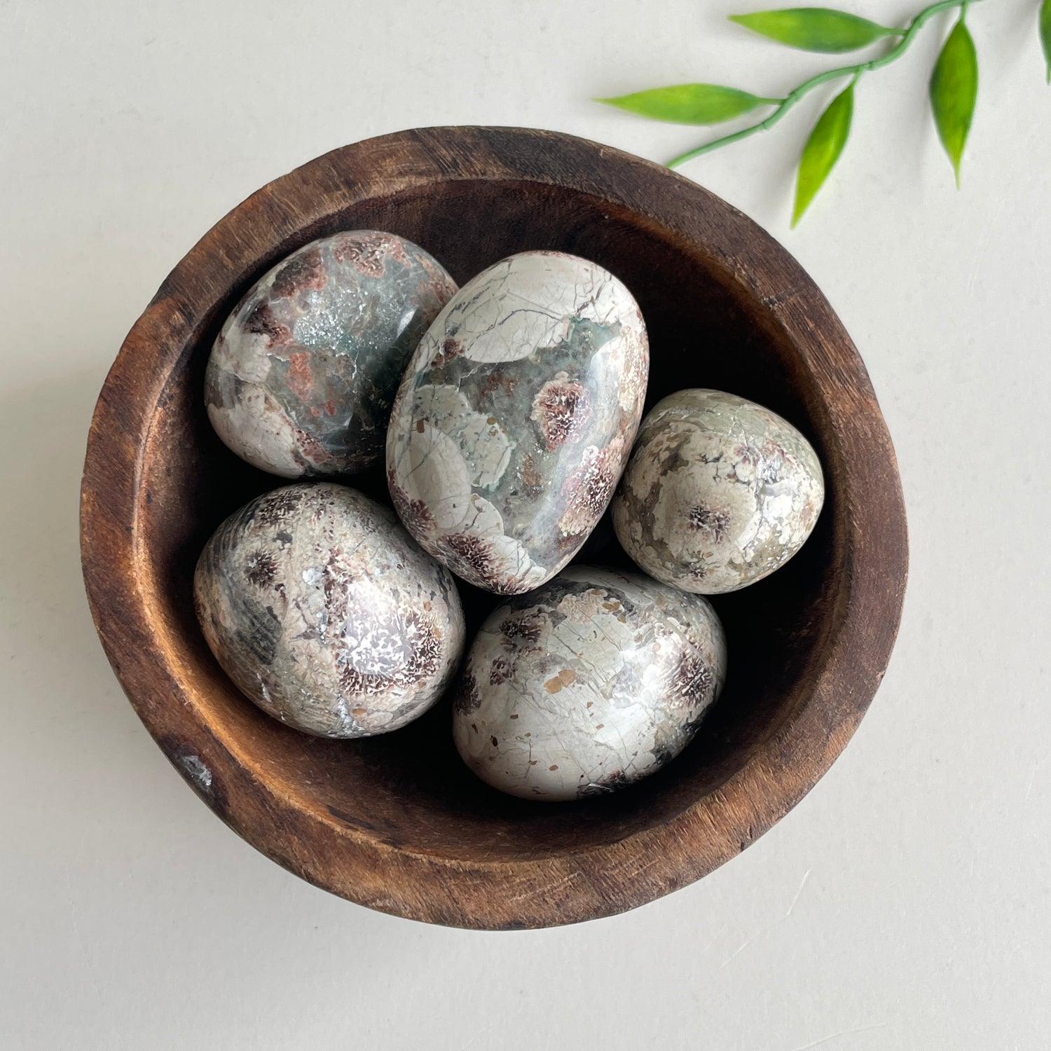 Rhyolite Flower With Green Jasper Tumbled