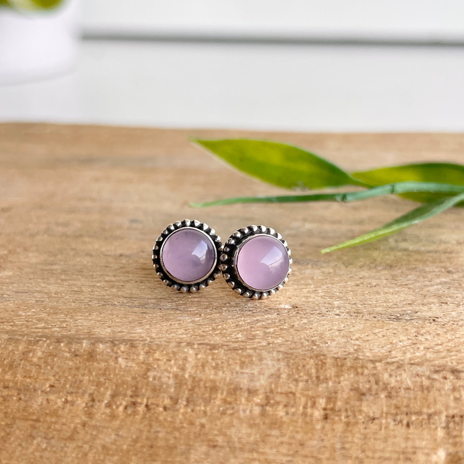 Rose Quartz Round Stud Earrings