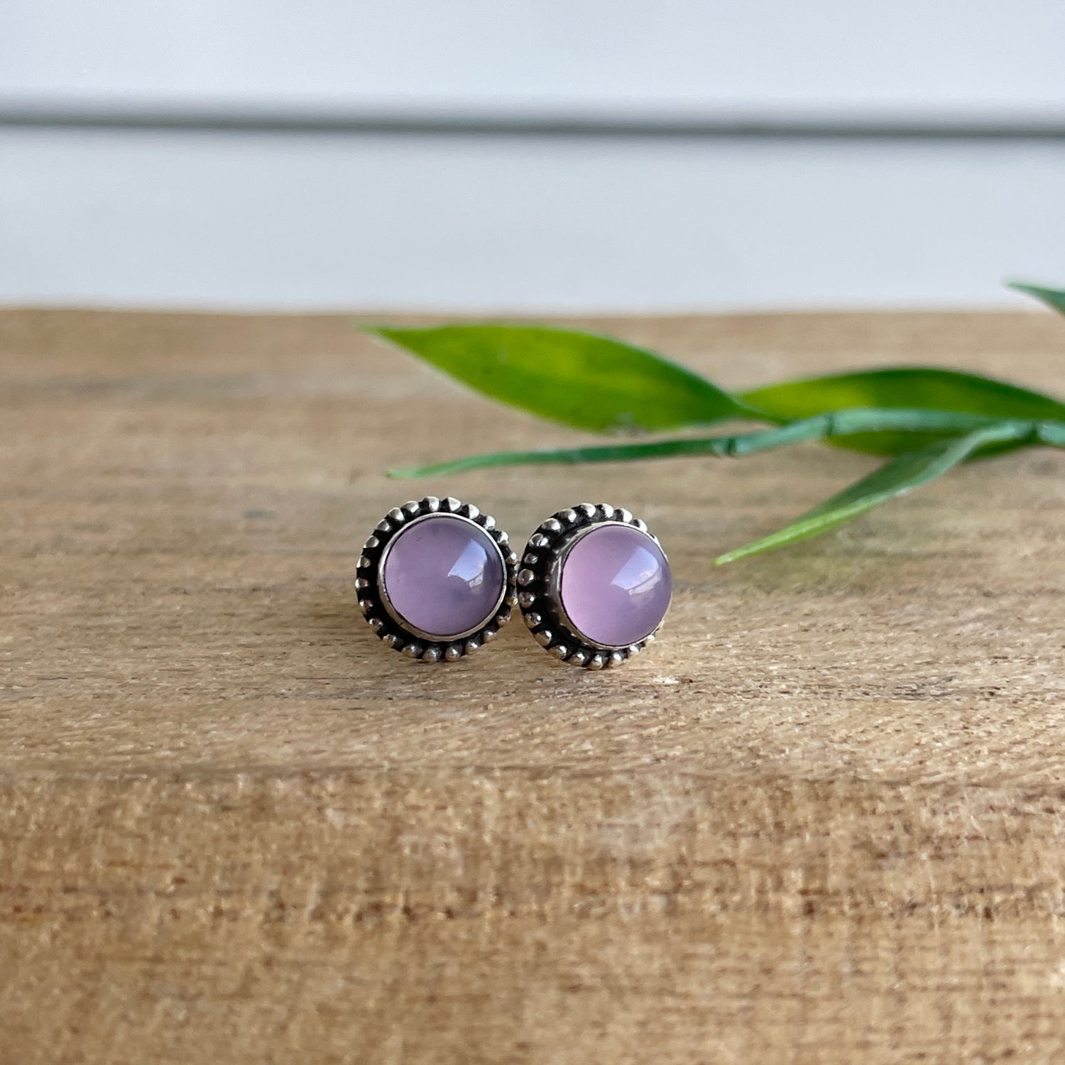 Rose Quartz Round Stud Earrings