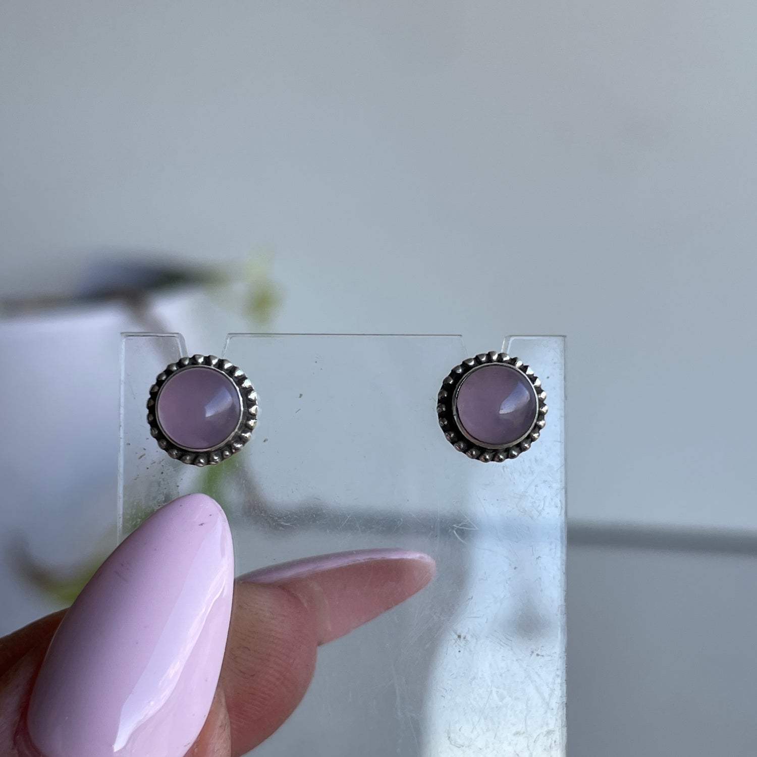 Rose Quartz Round Stud Earrings