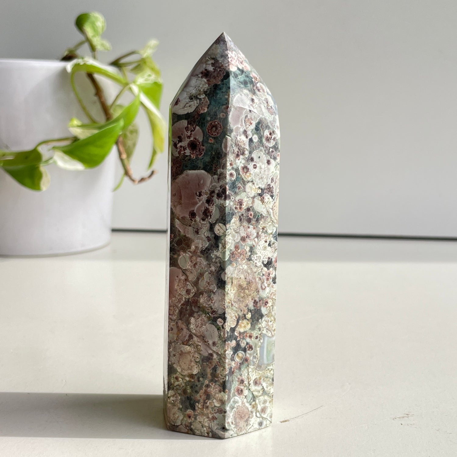 Rhyolite Flower & Green Jasper Generator 13.4cm