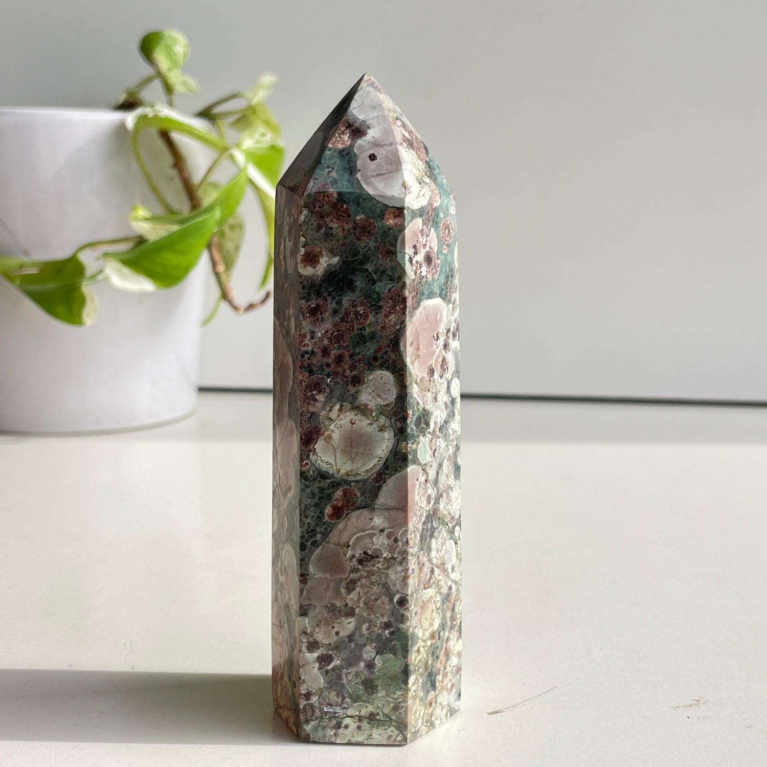 Rhyolite Flower & Green Jasper Generator 13.4cm
