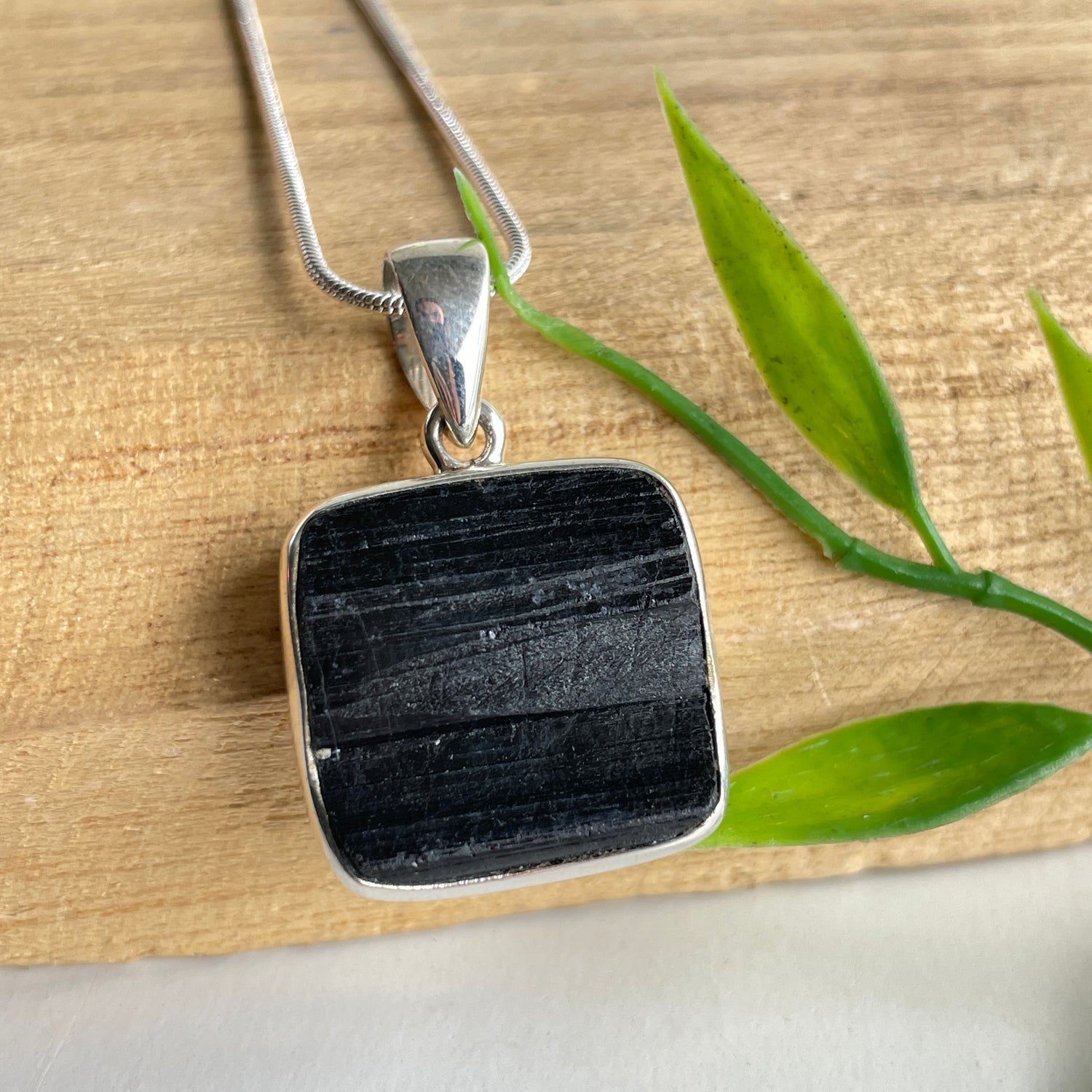 Black Tourmaline Rough Pendant