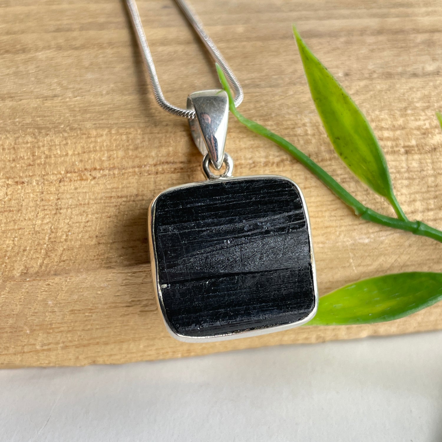 Black Tourmaline Rough Pendant