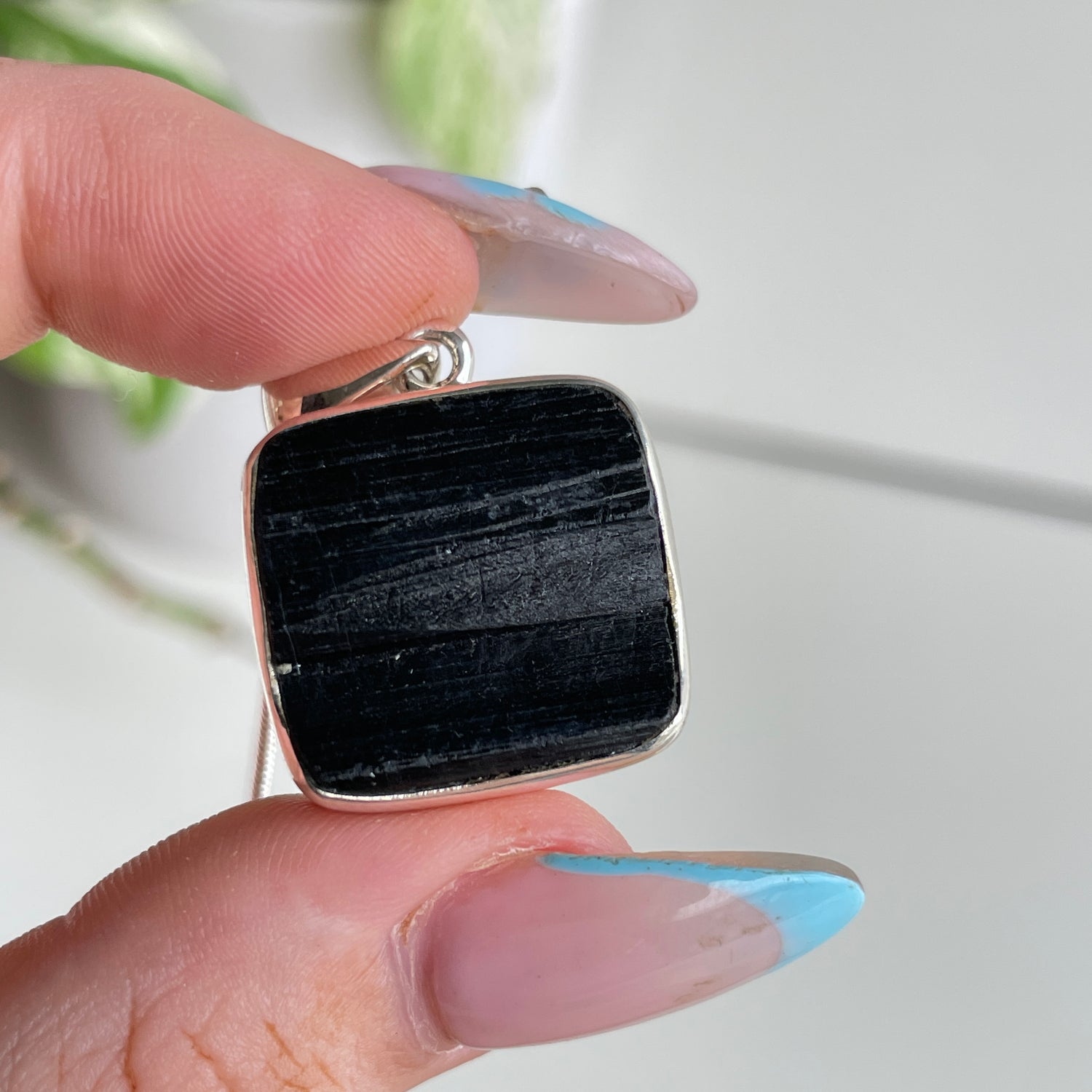 Black Tourmaline Rough Pendant