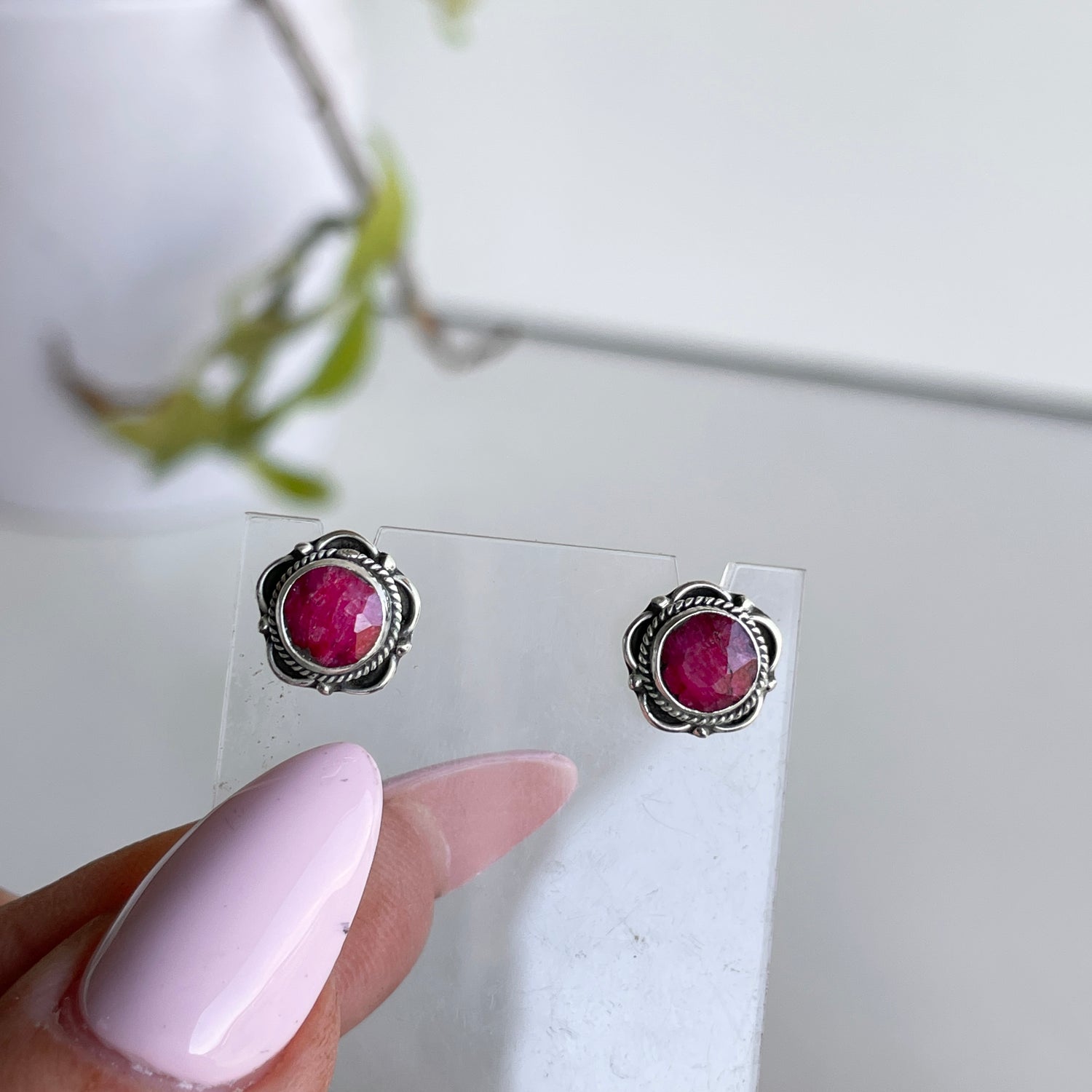 Ruby Round Stud Earrings