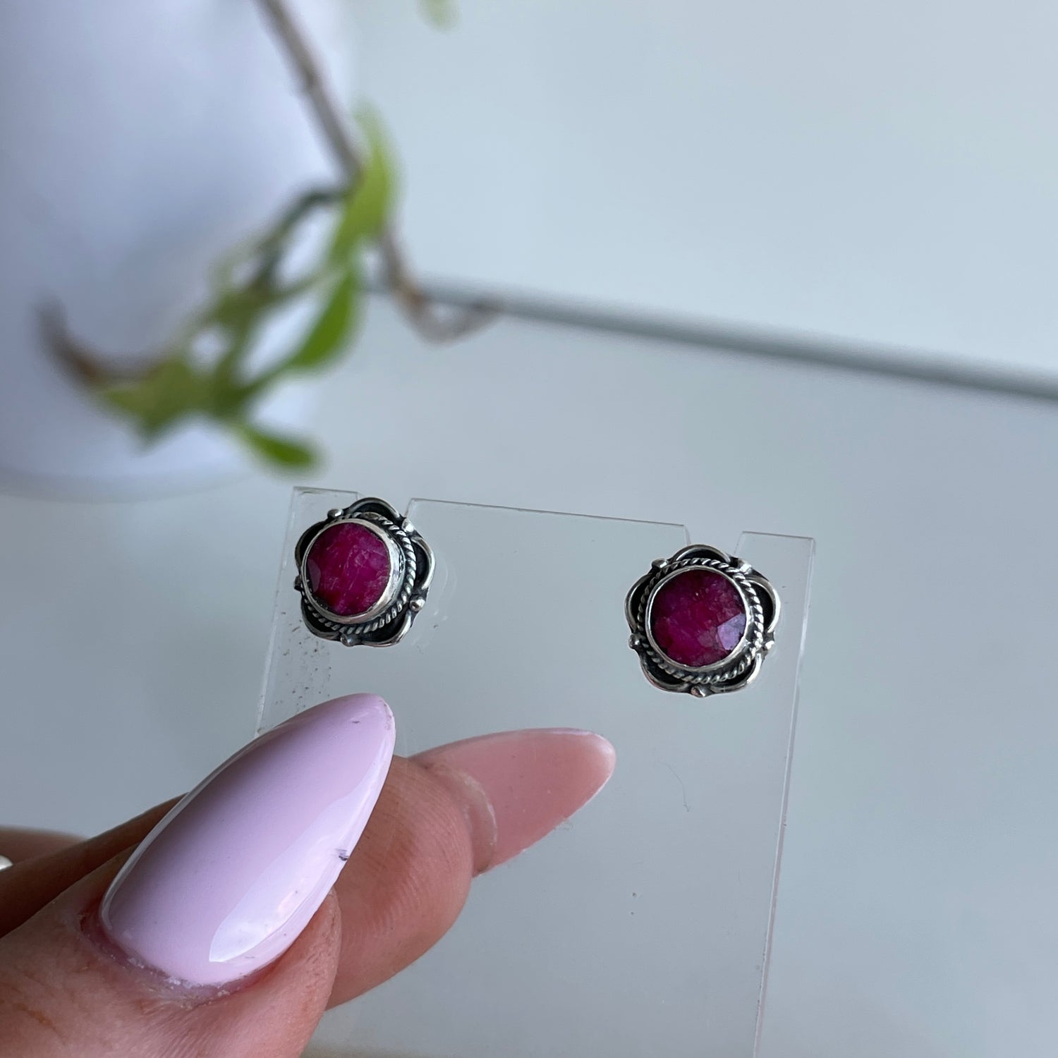Ruby Round Stud Earrings