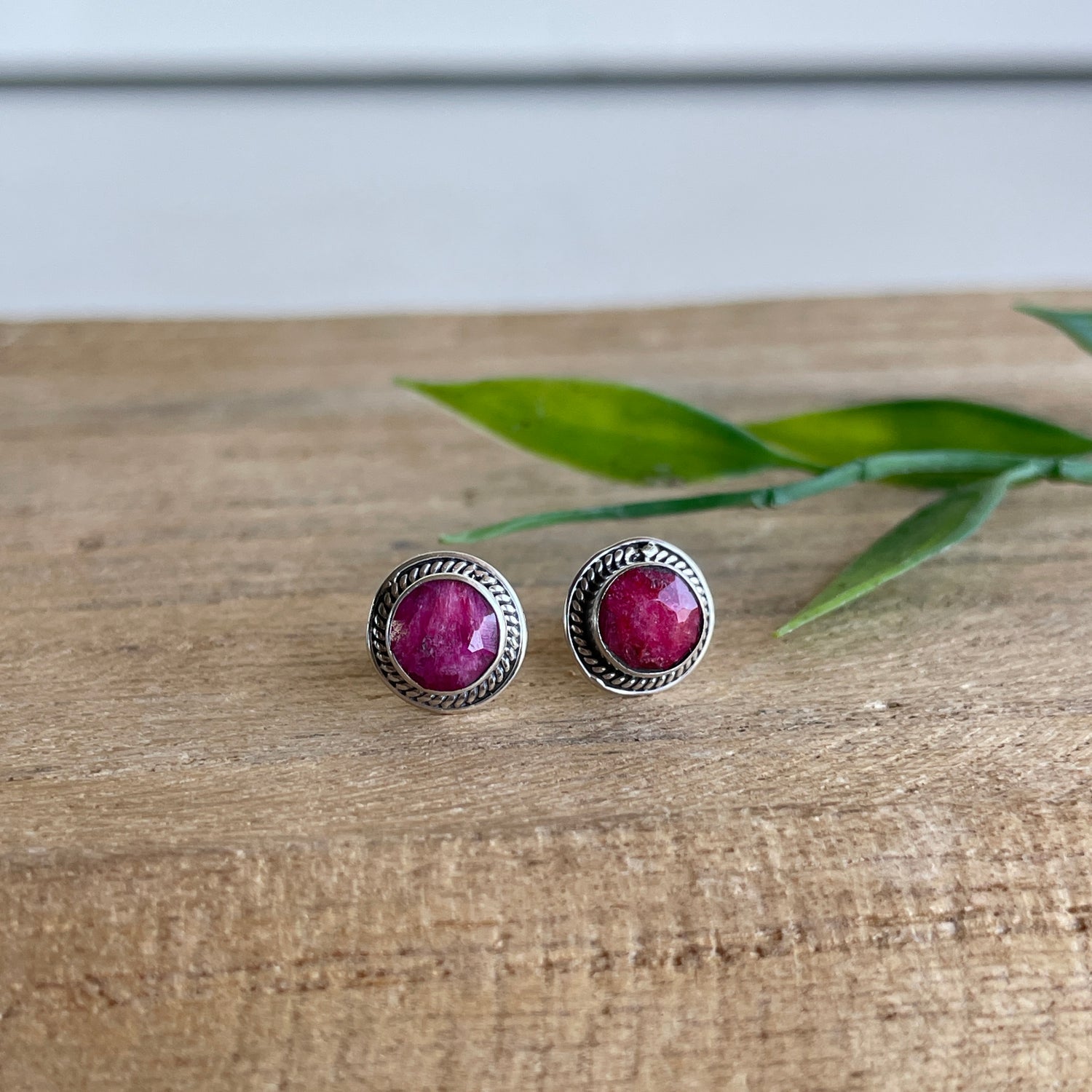 Ruby Round Stud Earrings