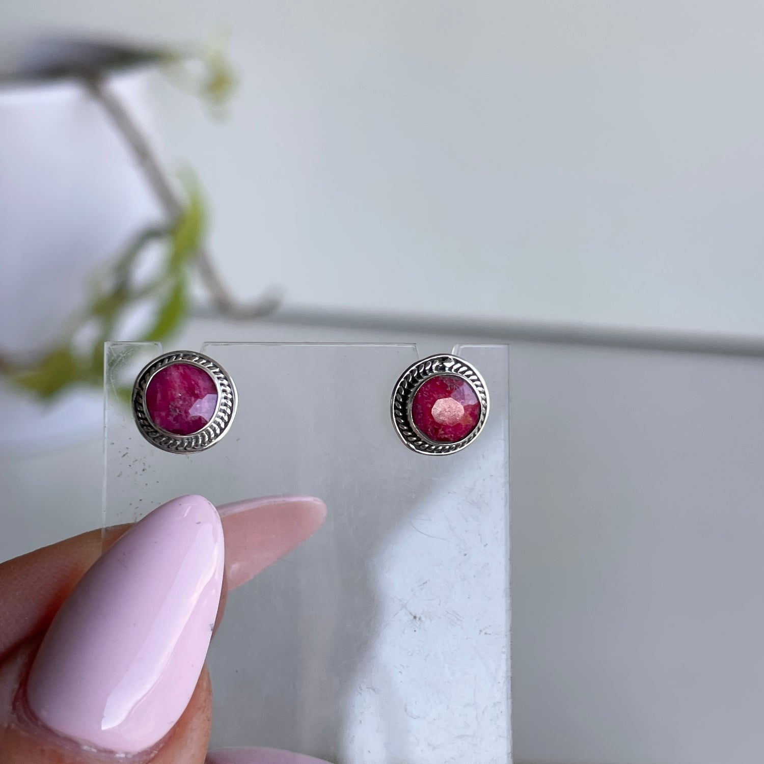 Ruby Round Stud Earrings
