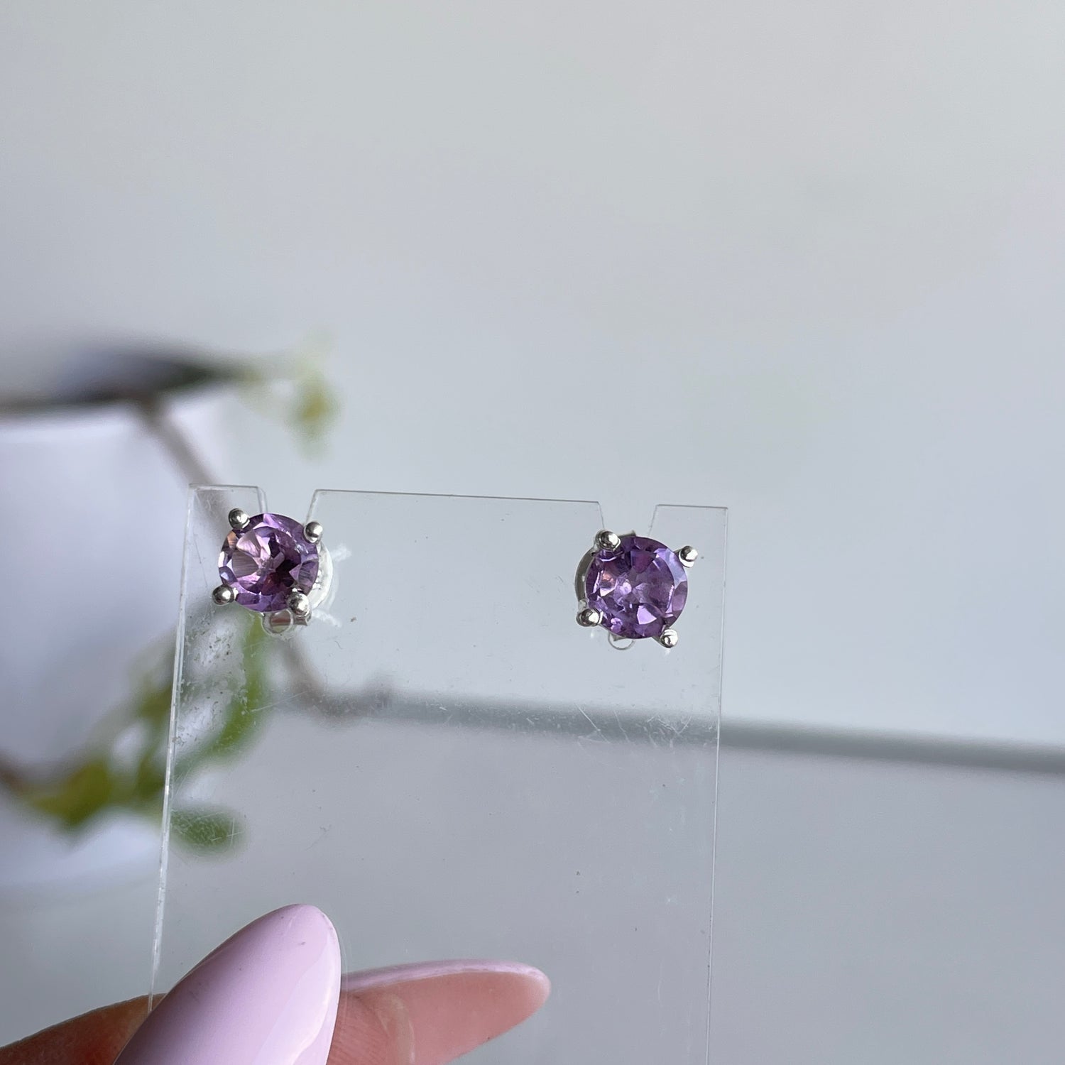 Amethyst Round Stud Earrings