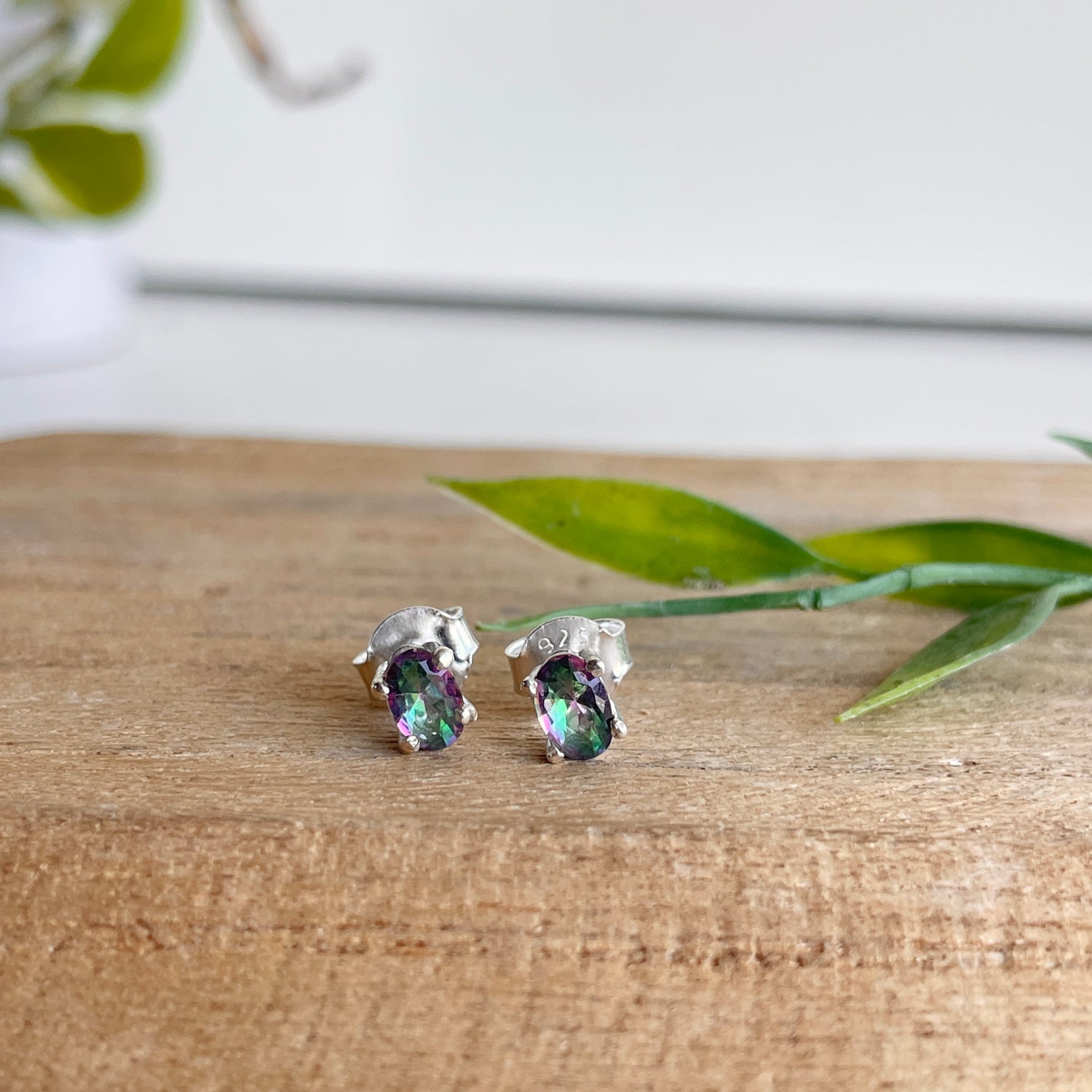 Mystic Topaz Oval Stud Earrings