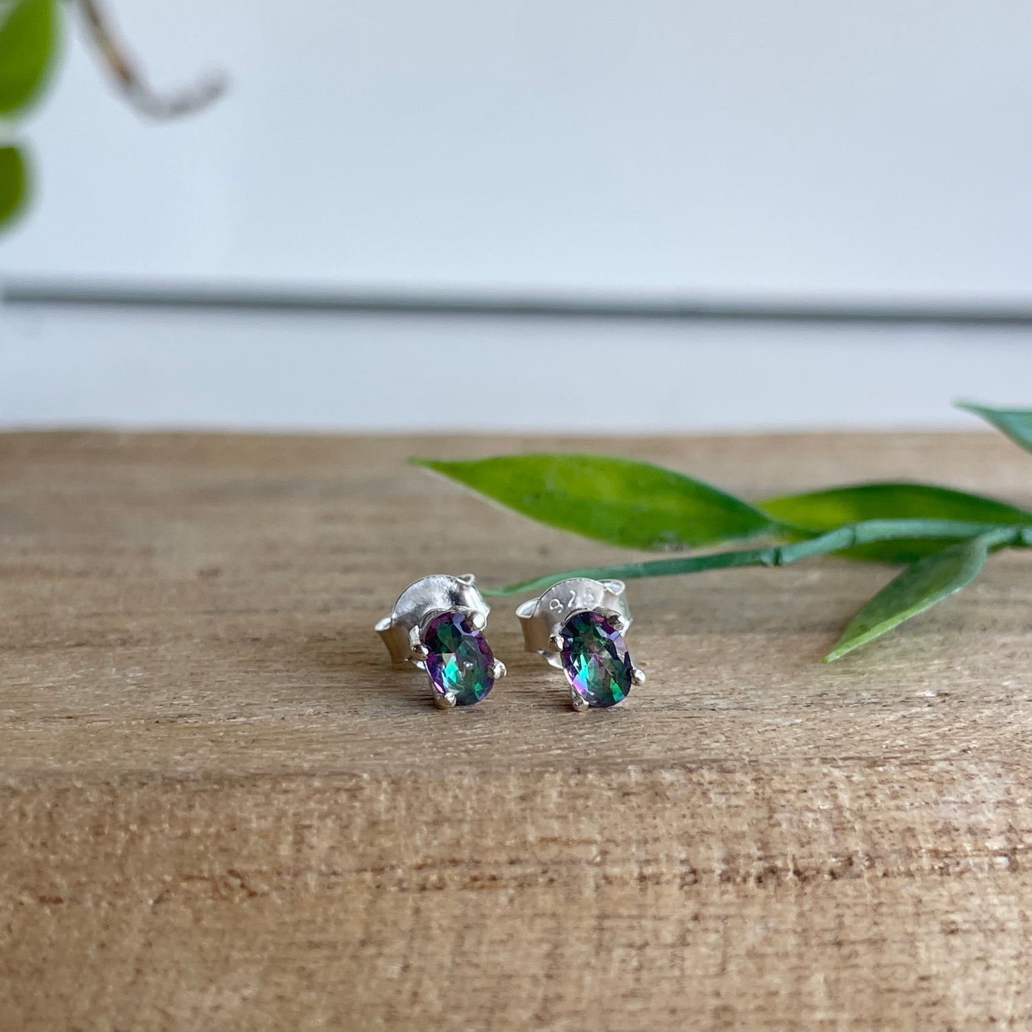Mystic Topaz Oval Stud Earrings